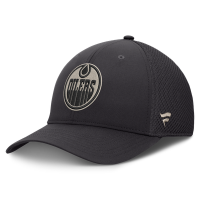 Edmonton Oilers Fanatics Authentic Pro Road Meshback Stretch Hat - Charcoal