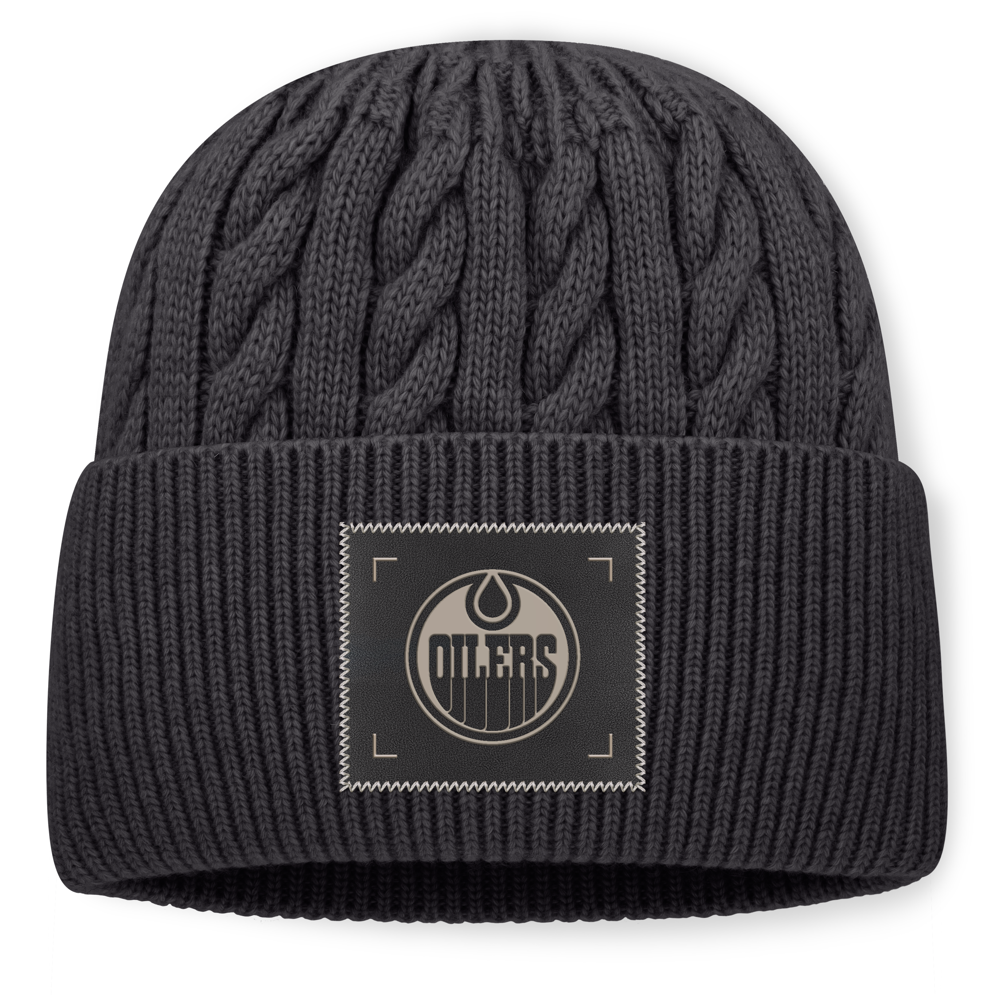 Bonnet à revers surdimensionné Fanatics beige clair pour homme, authentique Edmonton Oilers Pro Road