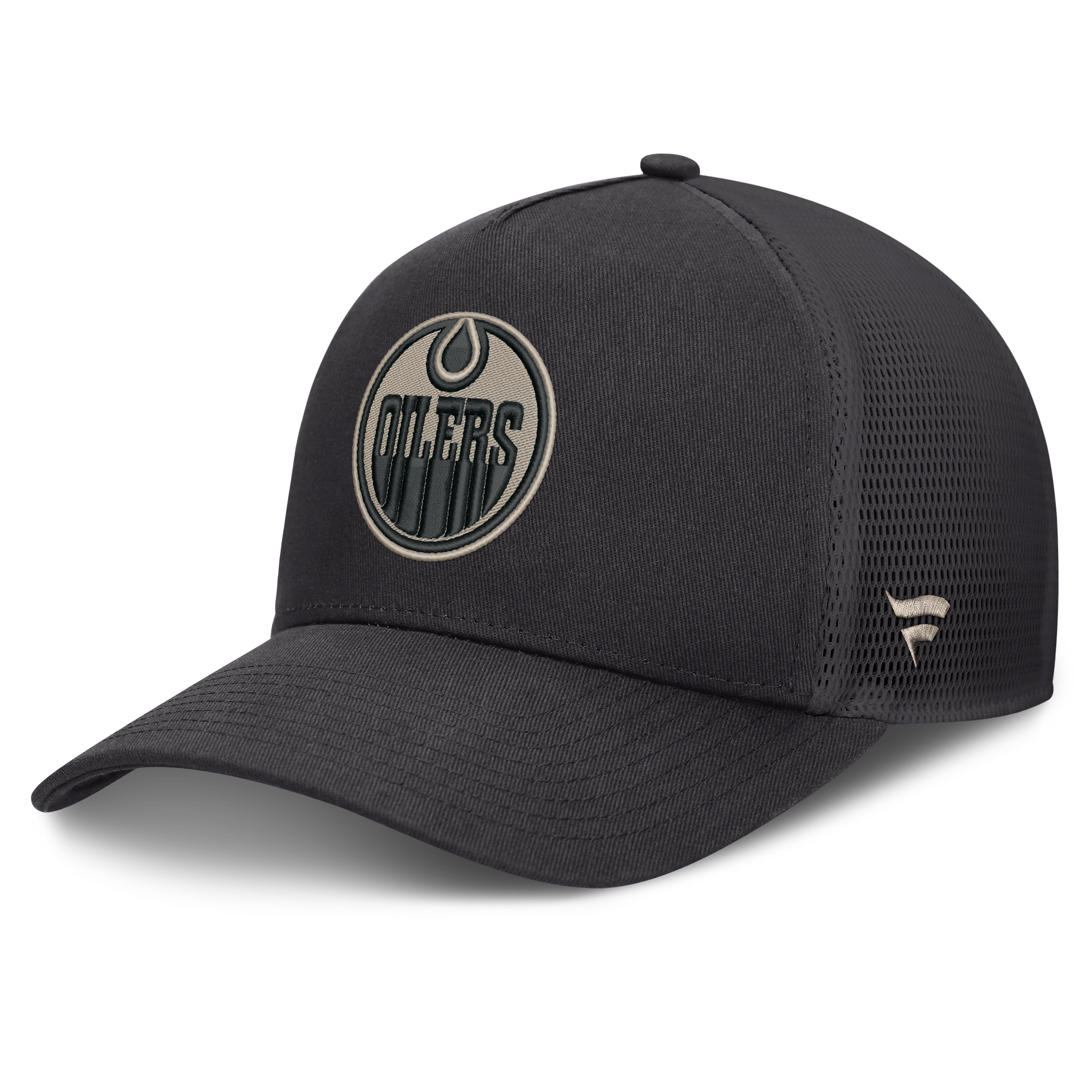 Men's Fanatics Charcoal Edmonton Oilers Authentic Pro Road Soft Wash A-Frame Meshback Hat