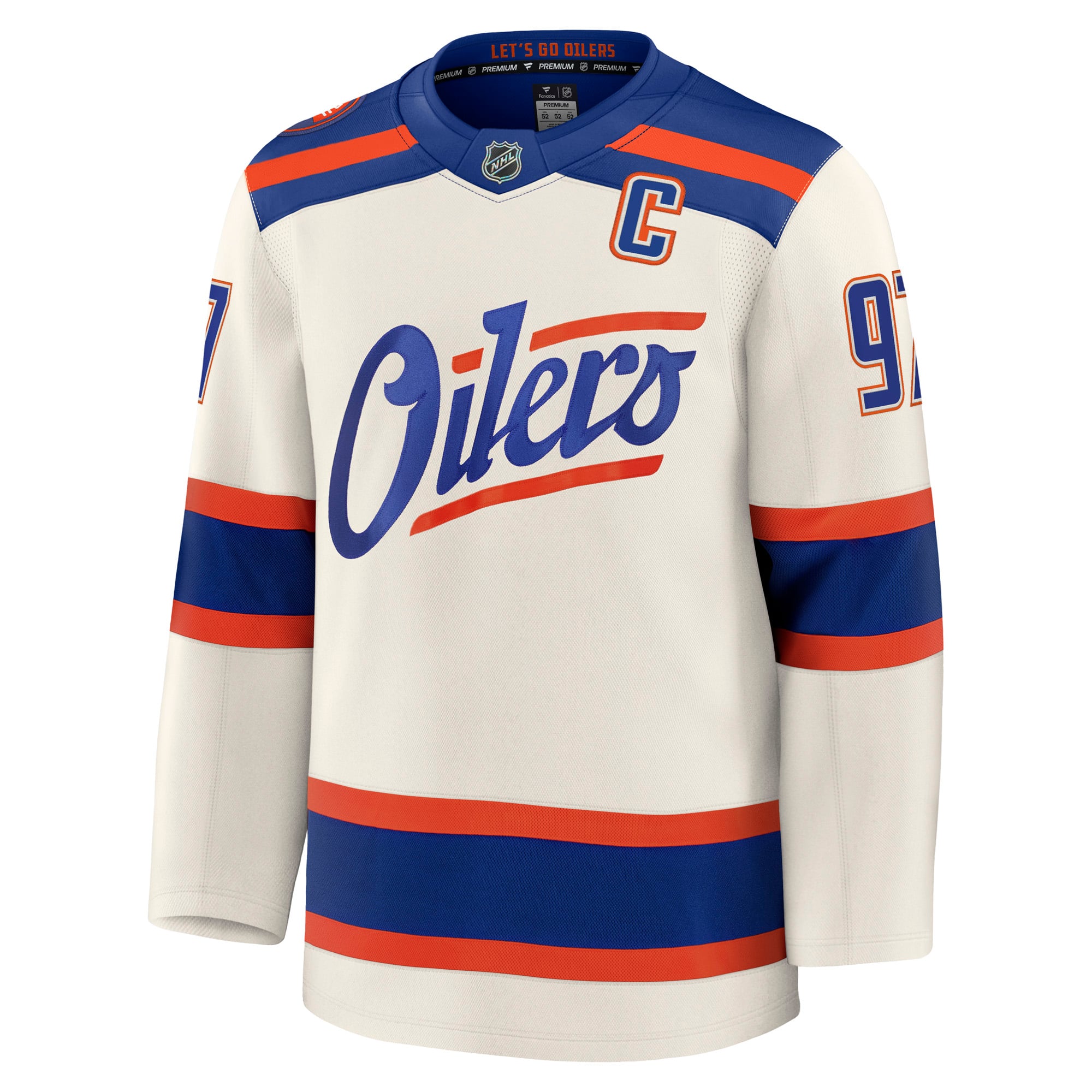 Maillot de joueur extérieur haut gamme blanc Connor McDavid des Oilers d'Edmonton Fanatics pour hommes