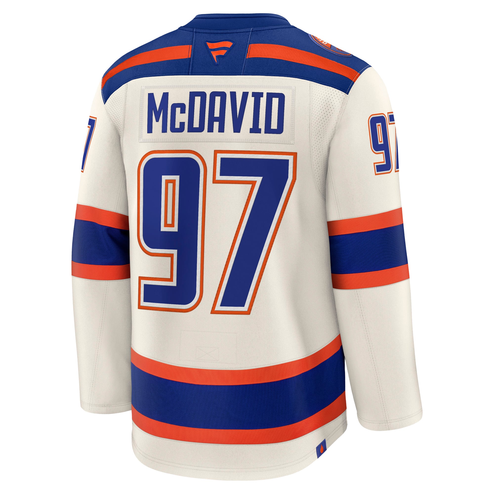 Maillot de joueur extérieur haut gamme blanc Connor McDavid des Oilers d'Edmonton Fanatics pour hommes