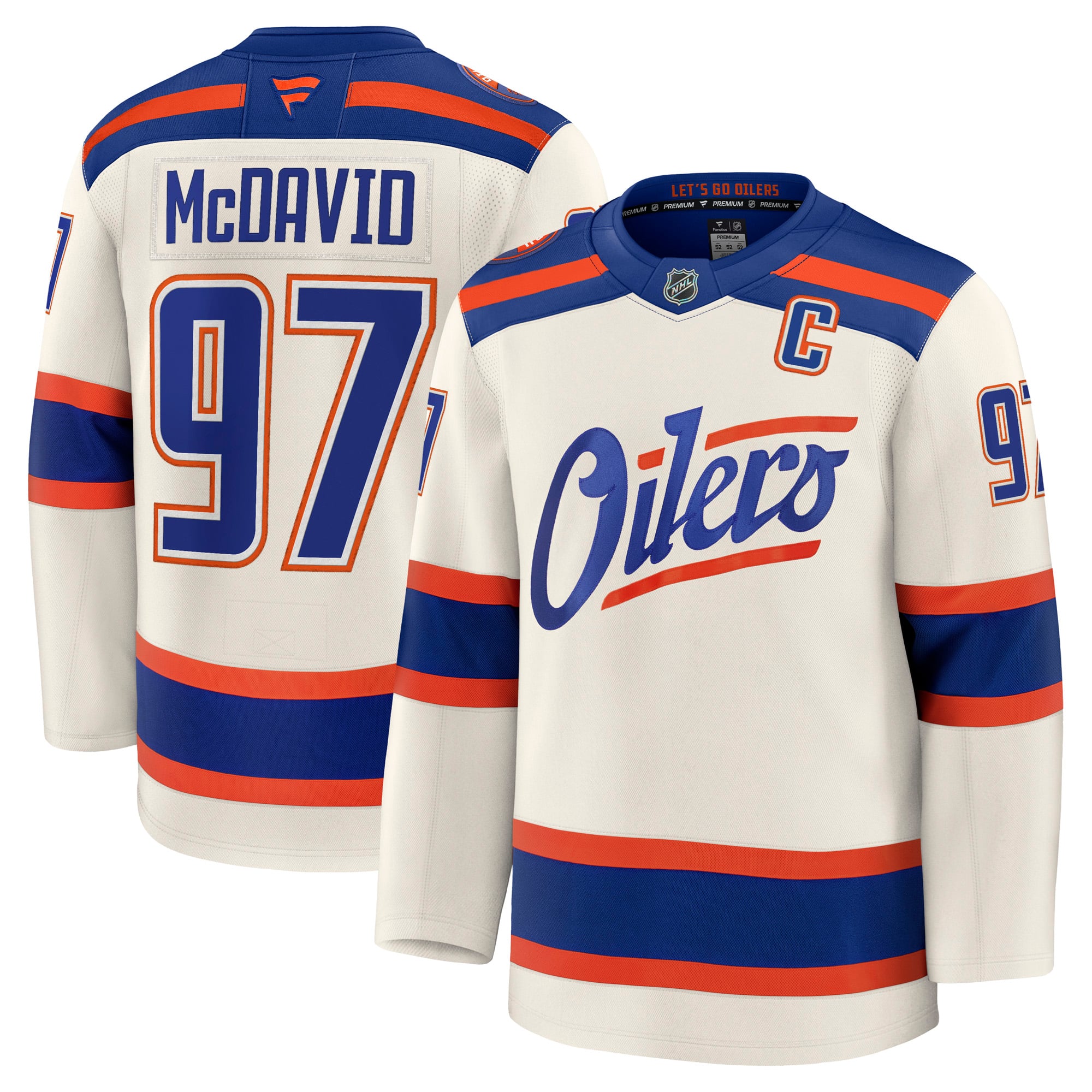 Maillot de joueur extérieur haut gamme blanc Connor McDavid des Oilers d'Edmonton Fanatics pour hommes