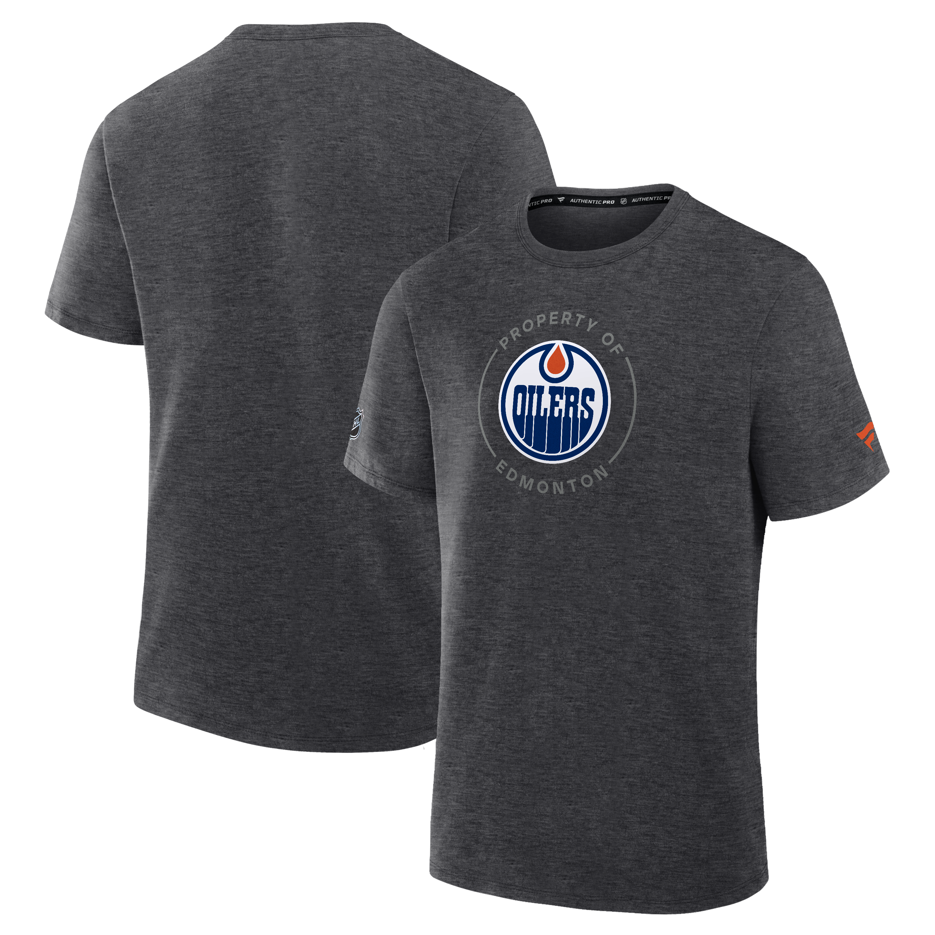 T-shirt authentique Fanatics Heather Charcoal Edmonton Oilers pour homme