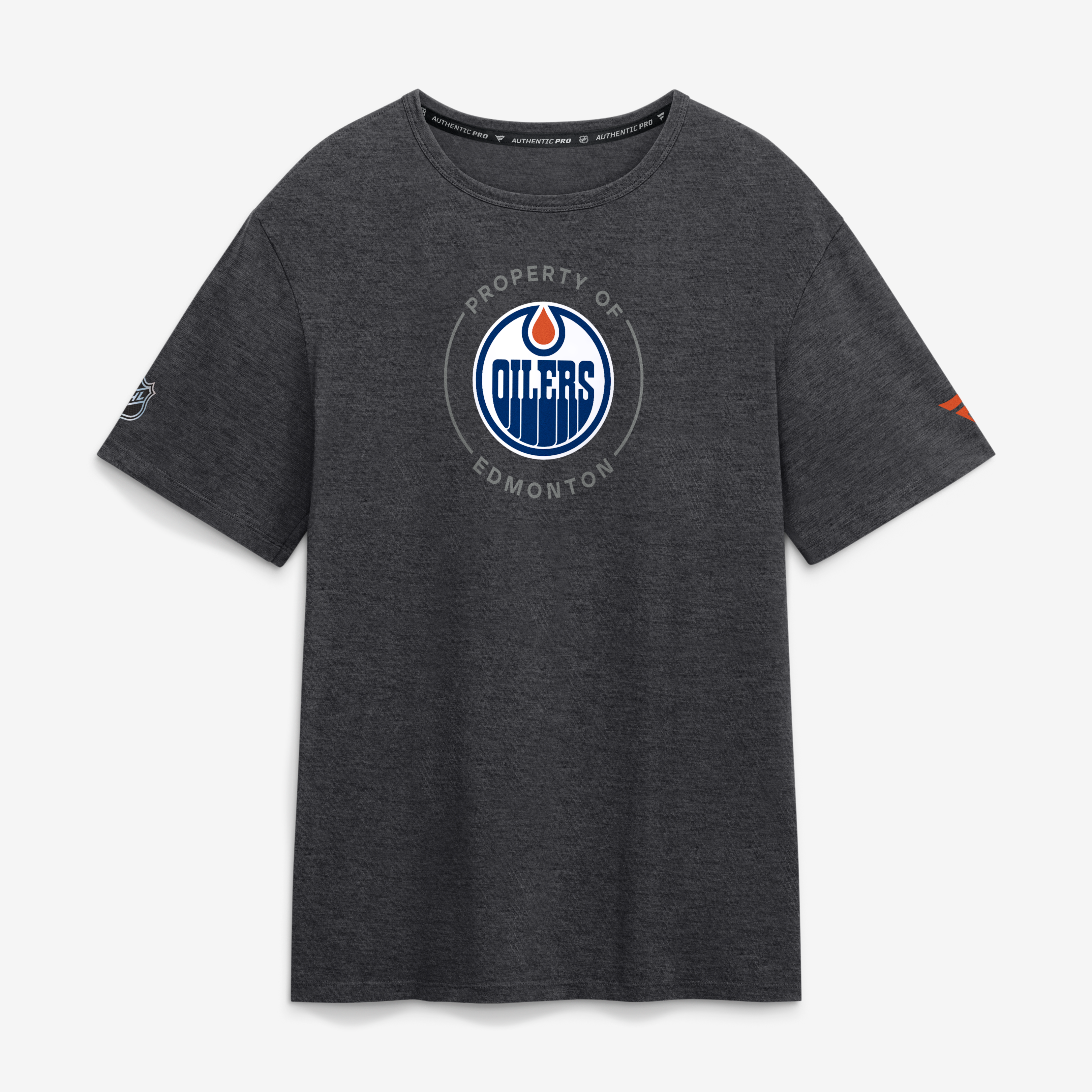 T-shirt authentique Fanatics Heather Charcoal Edmonton Oilers pour homme
