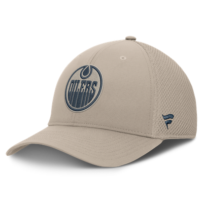 Edmonton Oilers Fanatics Authentic Pro Road Meshback Stretch Hat - Light Beige