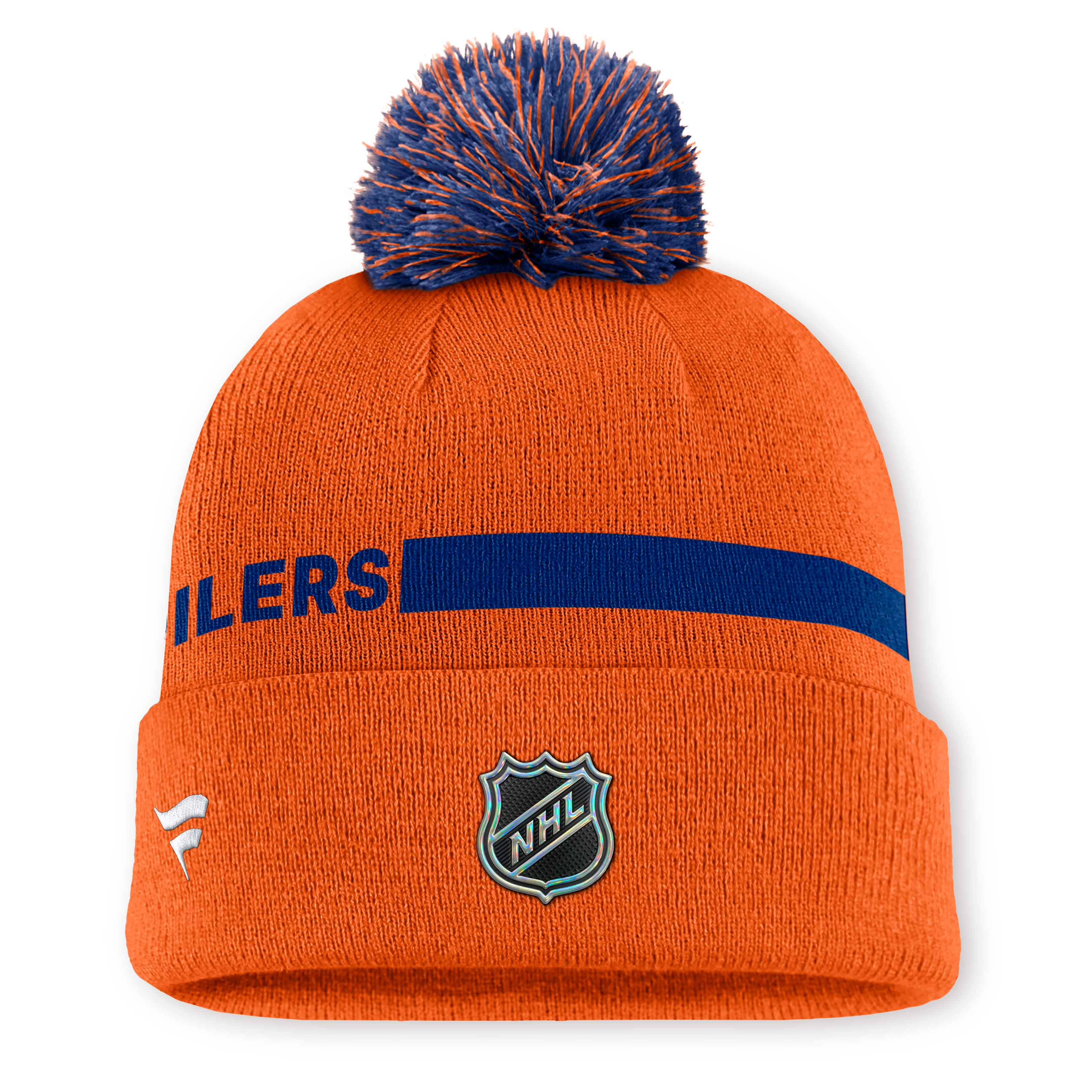 Men's Fanatics Orange Edmonton Oilers Authentic Pro Rink Cuffed Knit Hat with Pom