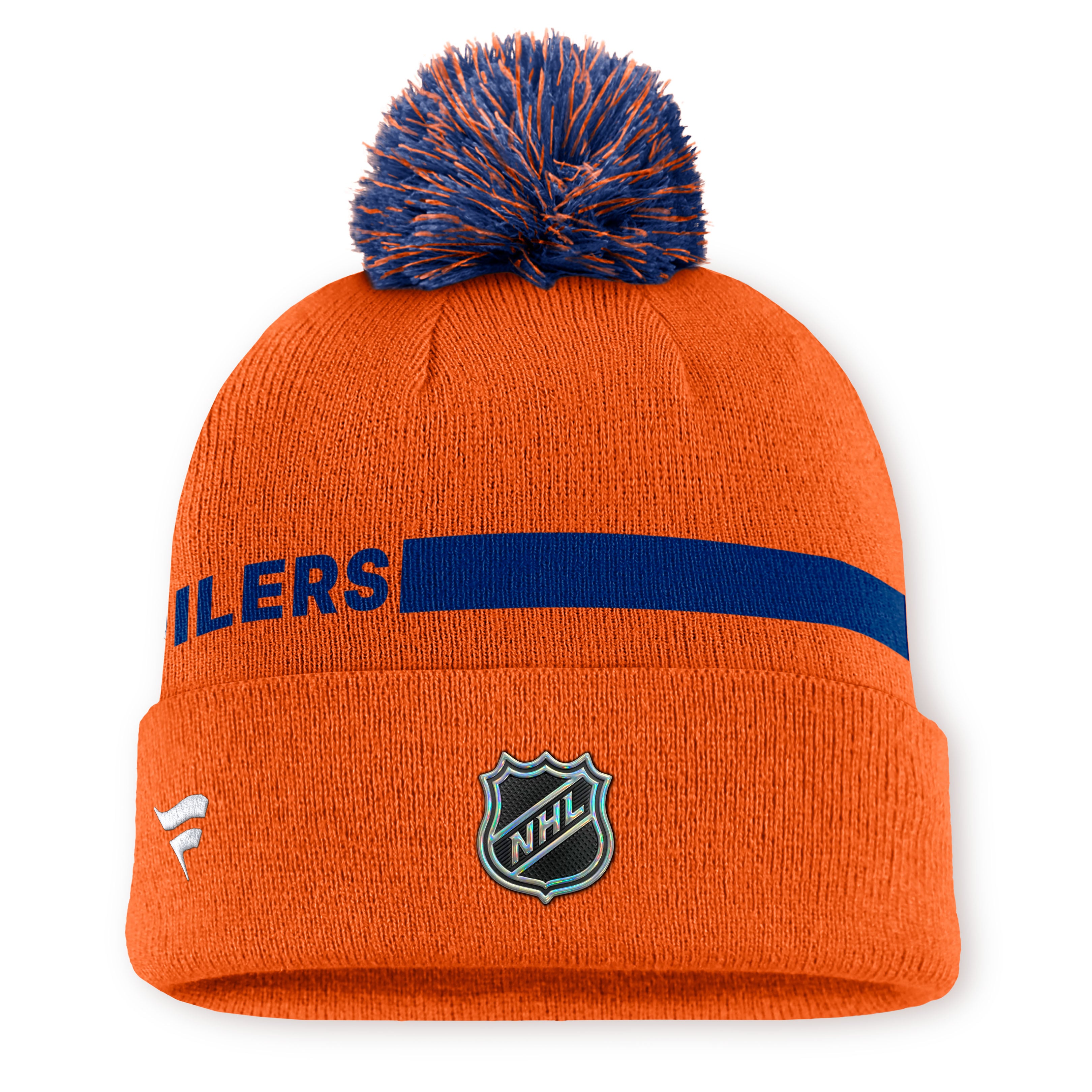 Men's Fanatics Orange Edmonton Oilers Authentic Pro Rink Cuffed Knit Hat with Pom