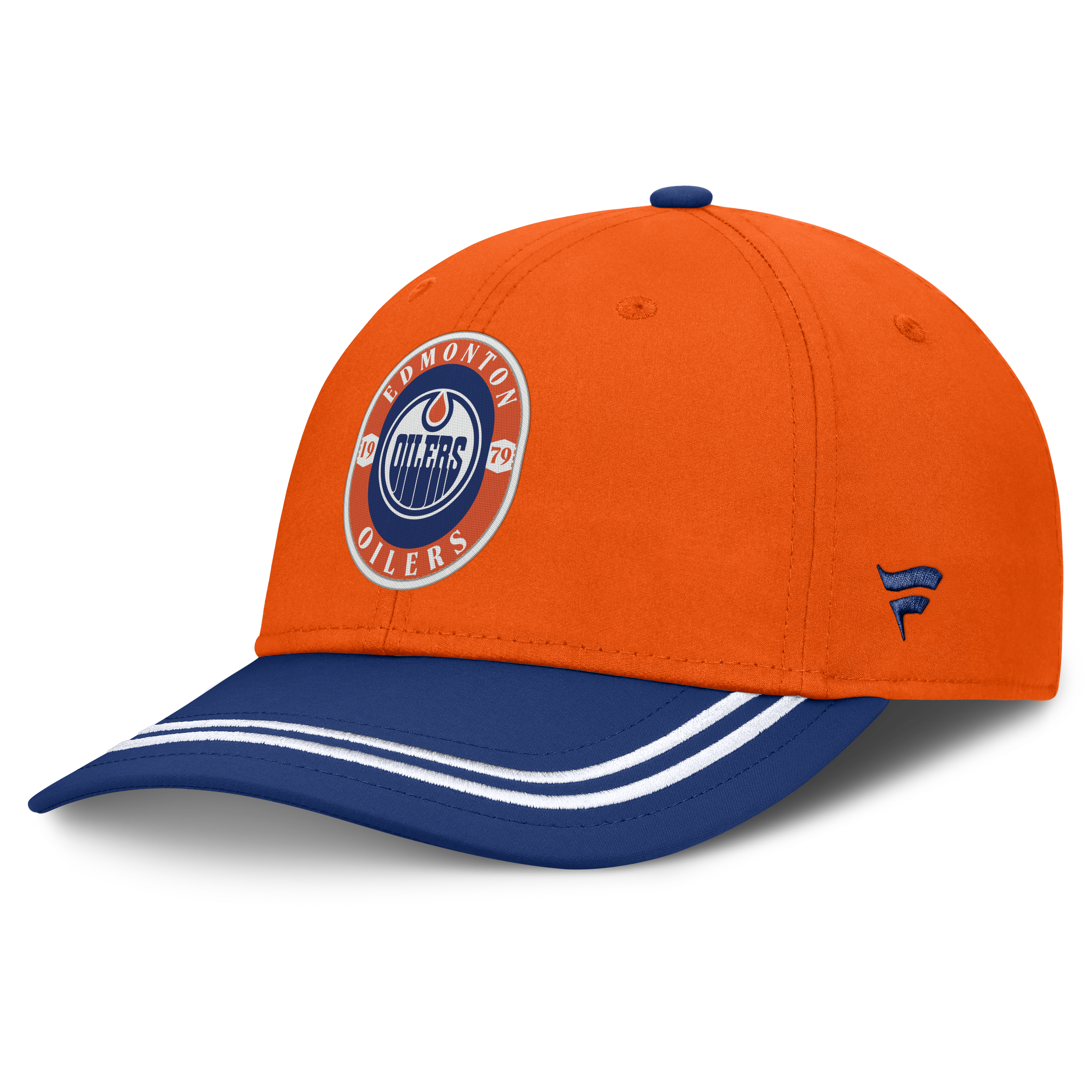 Casquette extensible Fanatics orange/bleue Edmonton Oilers pour homme