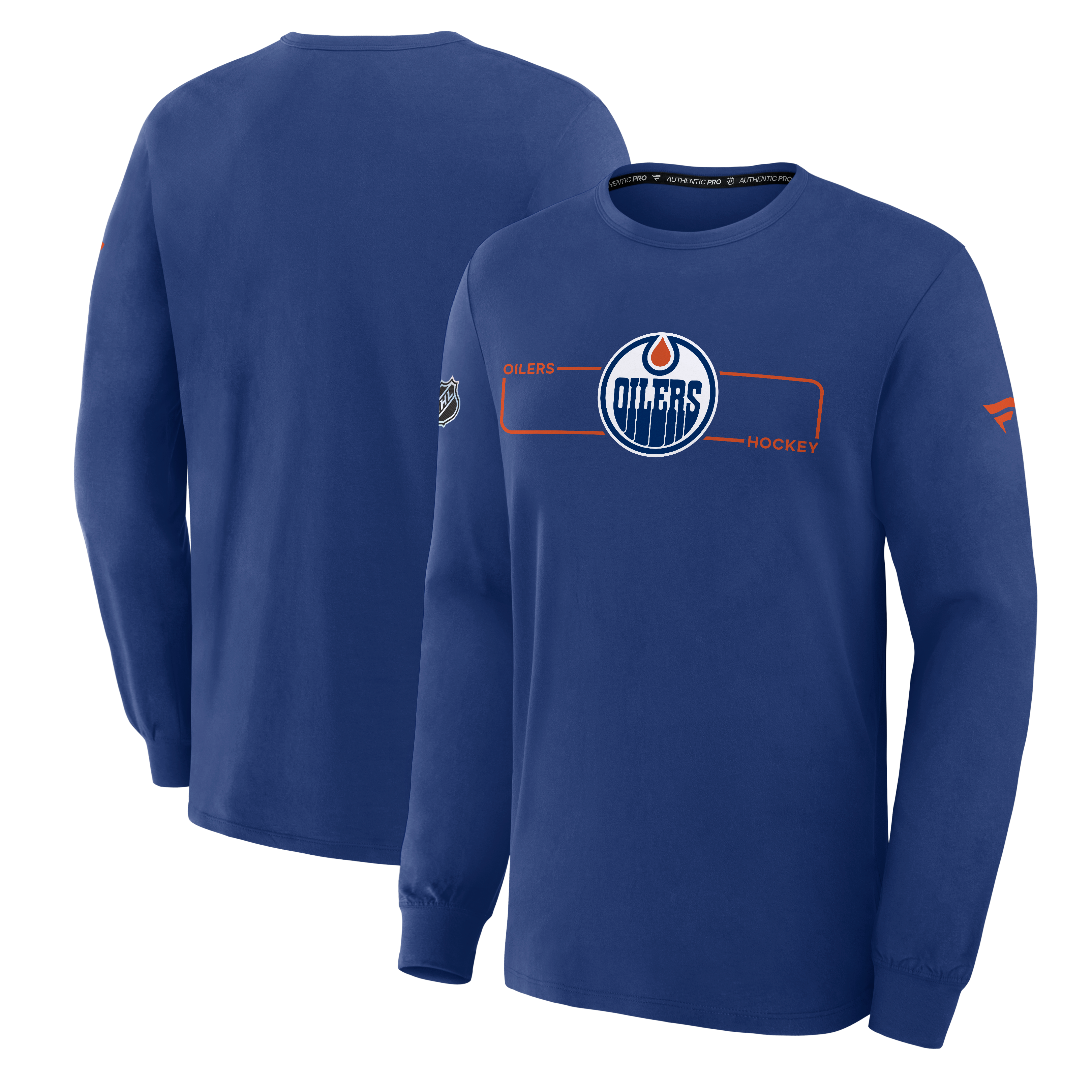 Men's Fanatics Royal Edmonton Oilers Authentic Pro Primary Logo Long Sleeve T-Shirt