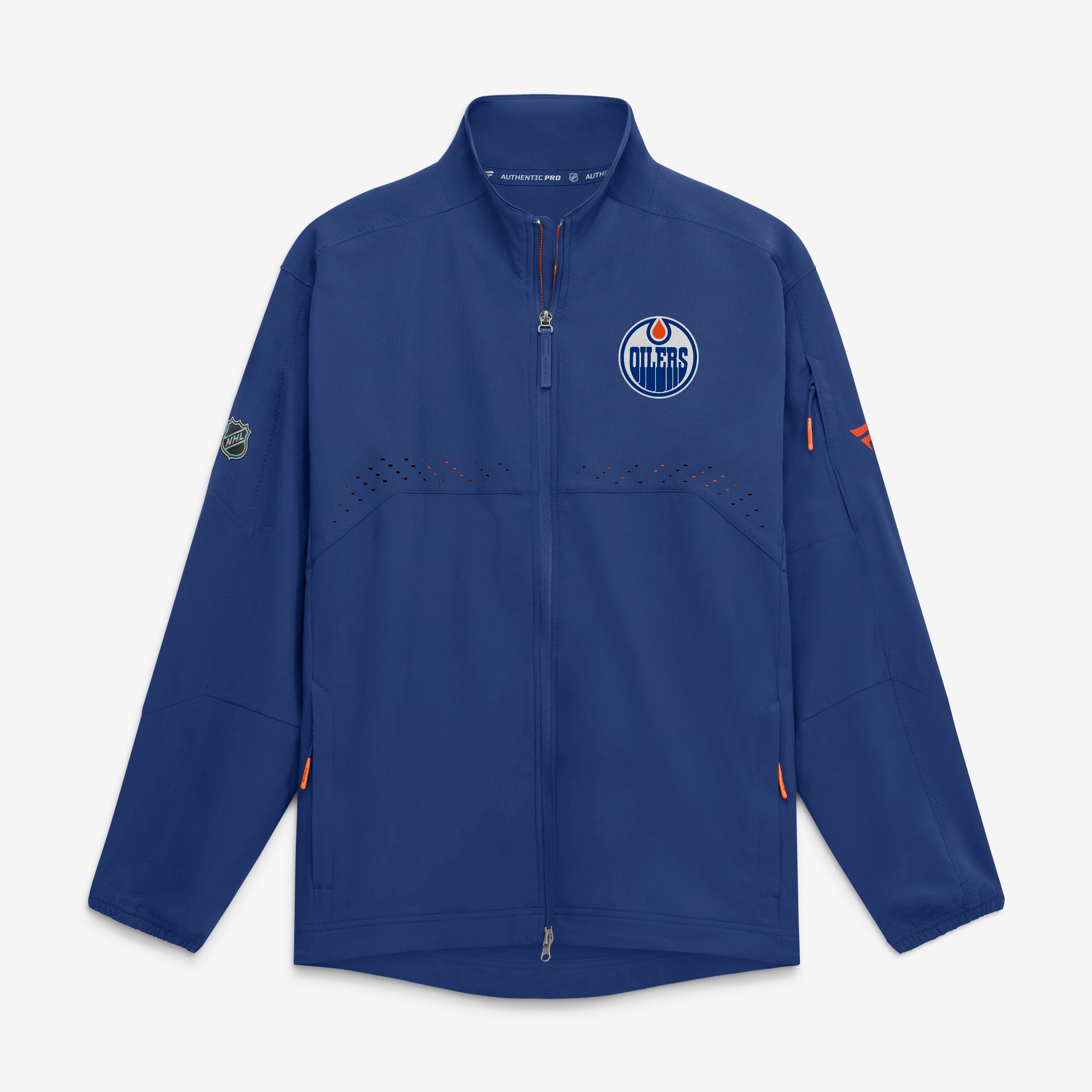 Veste d'entraîneur authentique de patinoire professionnelle Fanatics Royal Edmonton Oilers pour homme