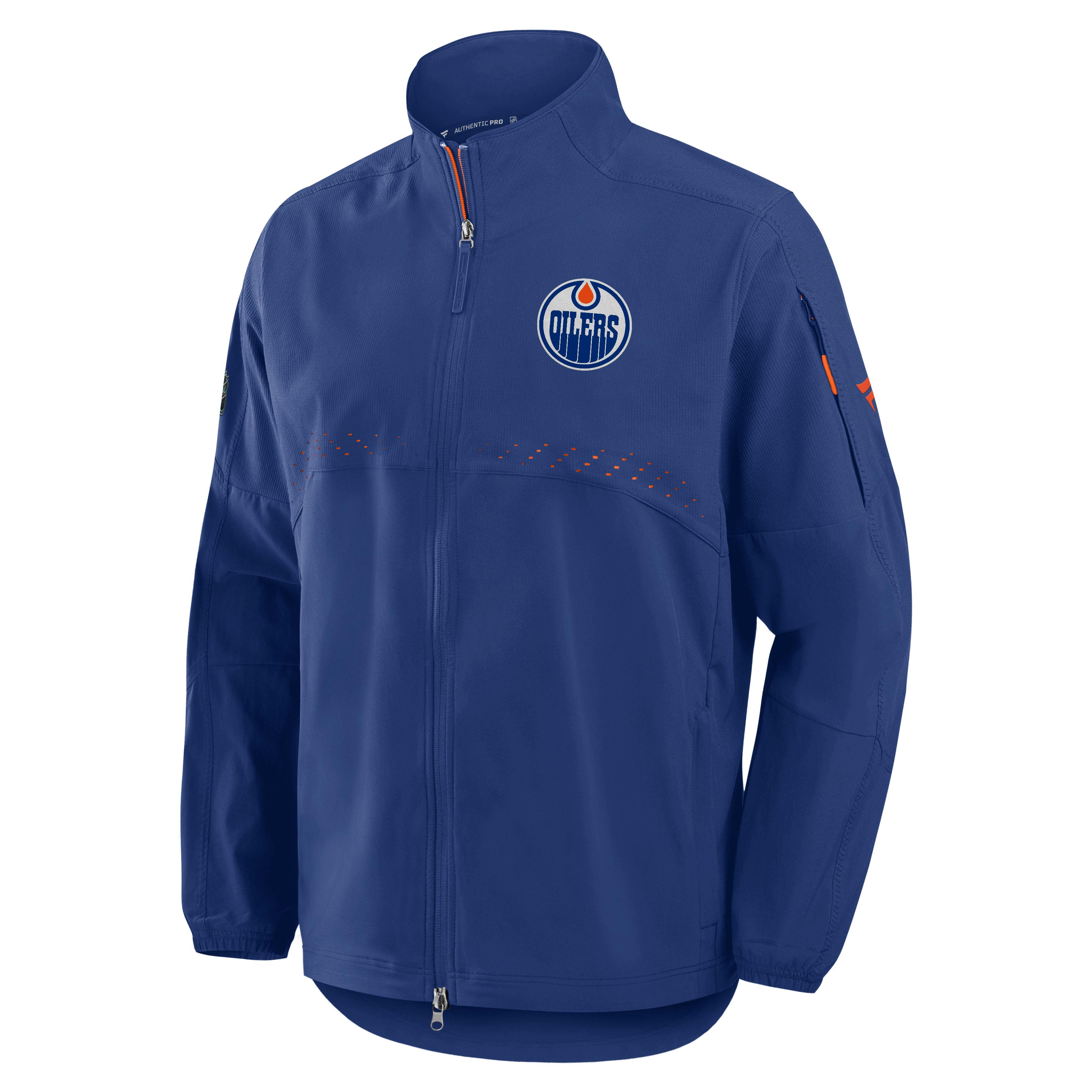 Veste d'entraîneur authentique de patinoire professionnelle Fanatics Royal Edmonton Oilers pour homme