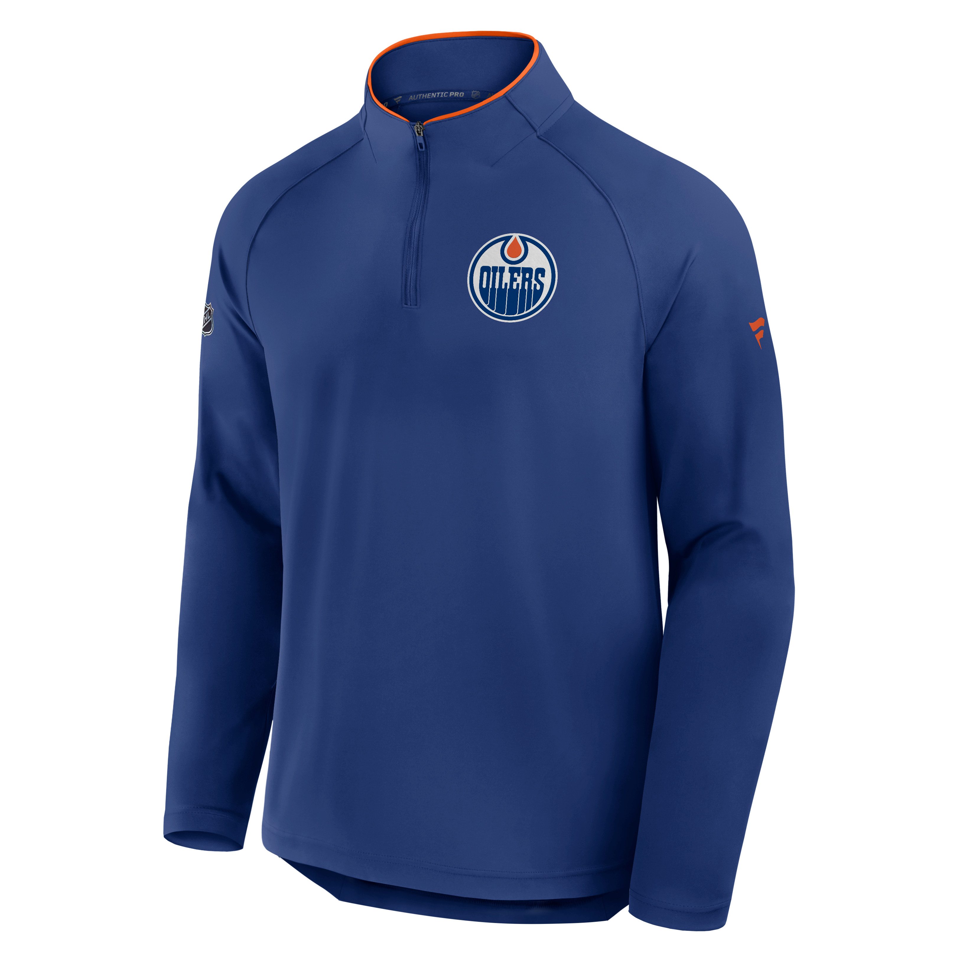 Men's Fanatics Royal Edmonton Oilers Authentic Pro Rink Raglan Lightweight Quarter-Zip Pullover