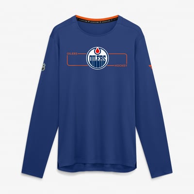 Men's Edmonton Oilers Fanatics Royal Authentic Pro Rink Tech Long Sleeve T-Shirt