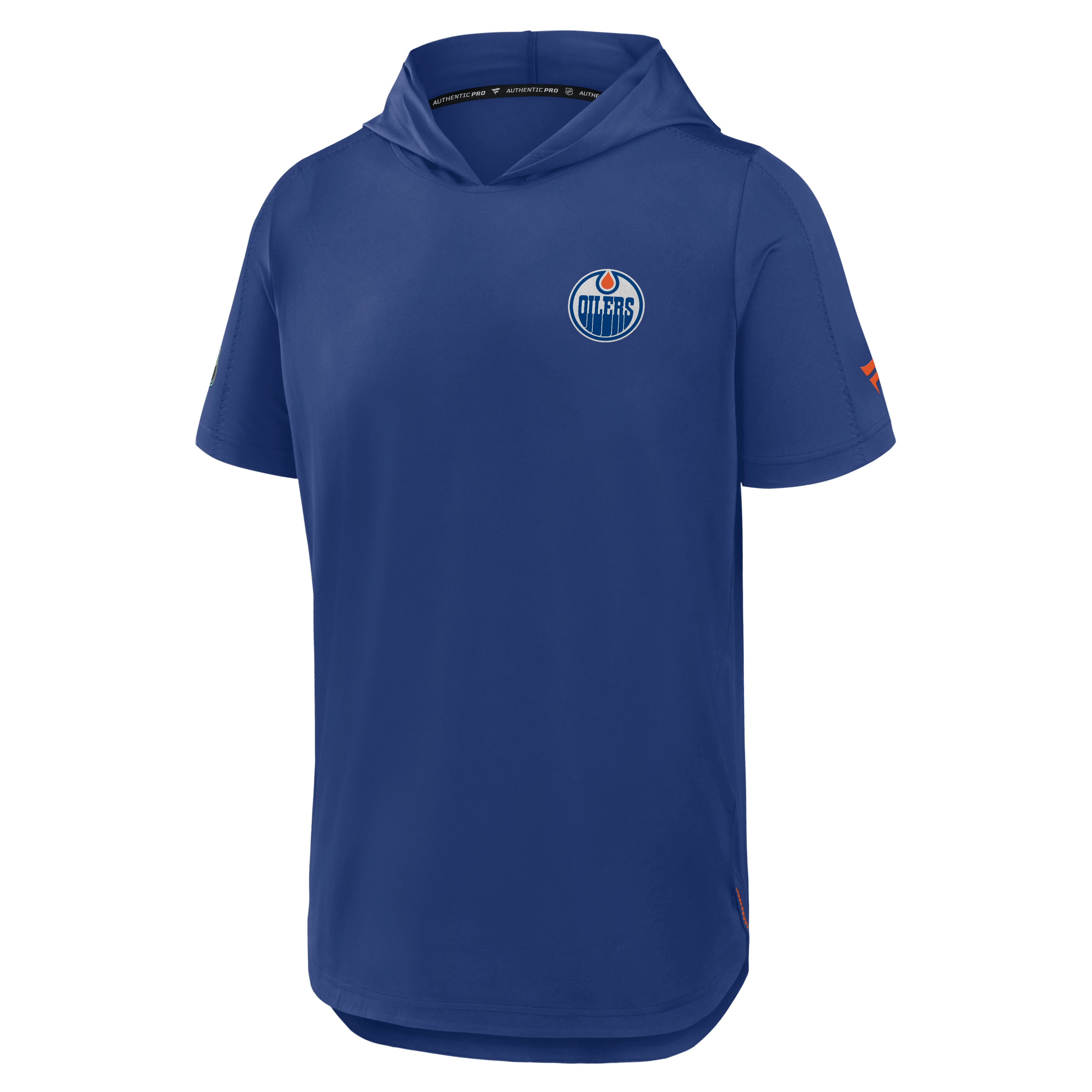 Men's Fanatics Royal Edmonton Oilers Authentic Pro Train Short Sleeve Pullover Hoodie