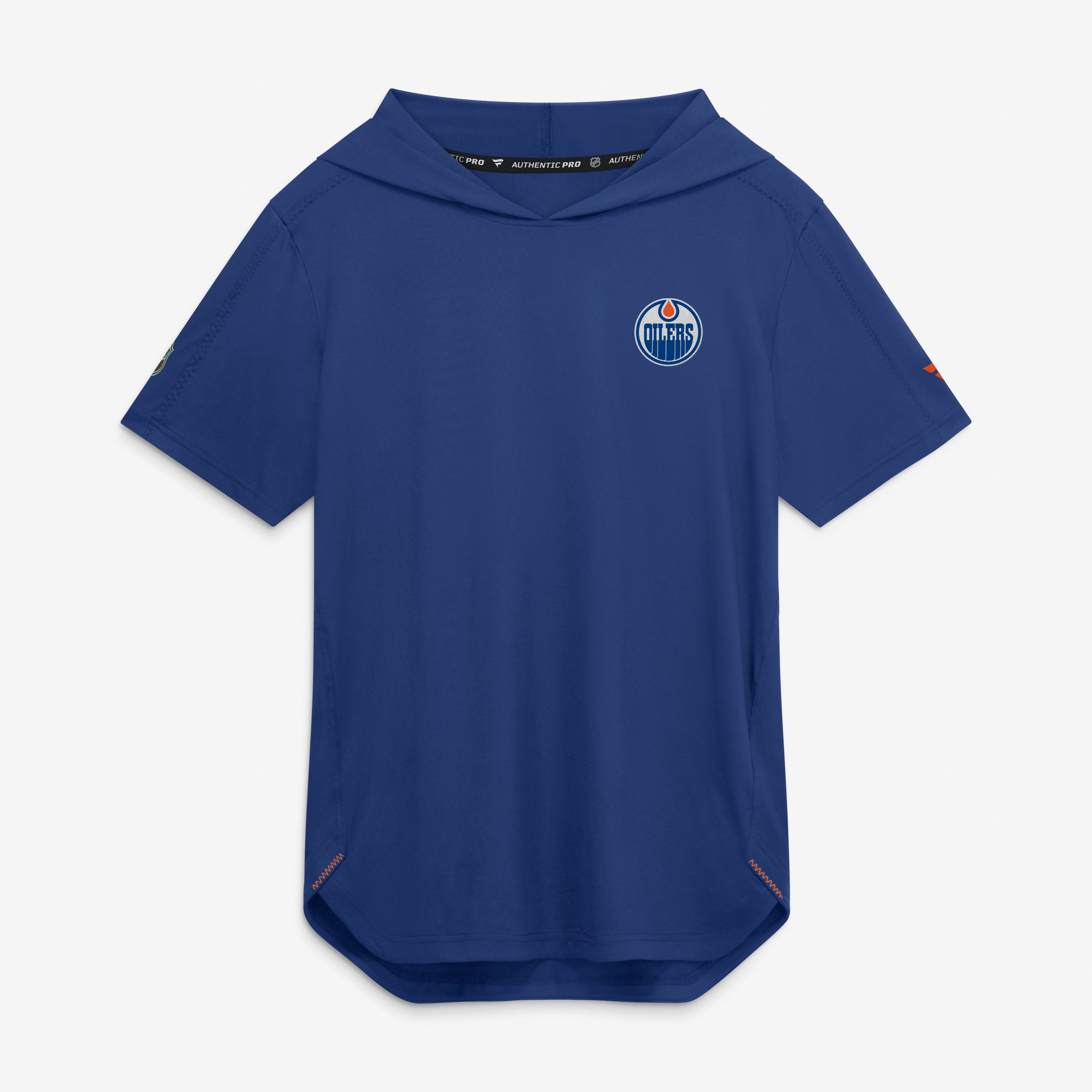 Men's Fanatics Royal Edmonton Oilers Authentic Pro Train Short Sleeve Pullover Hoodie