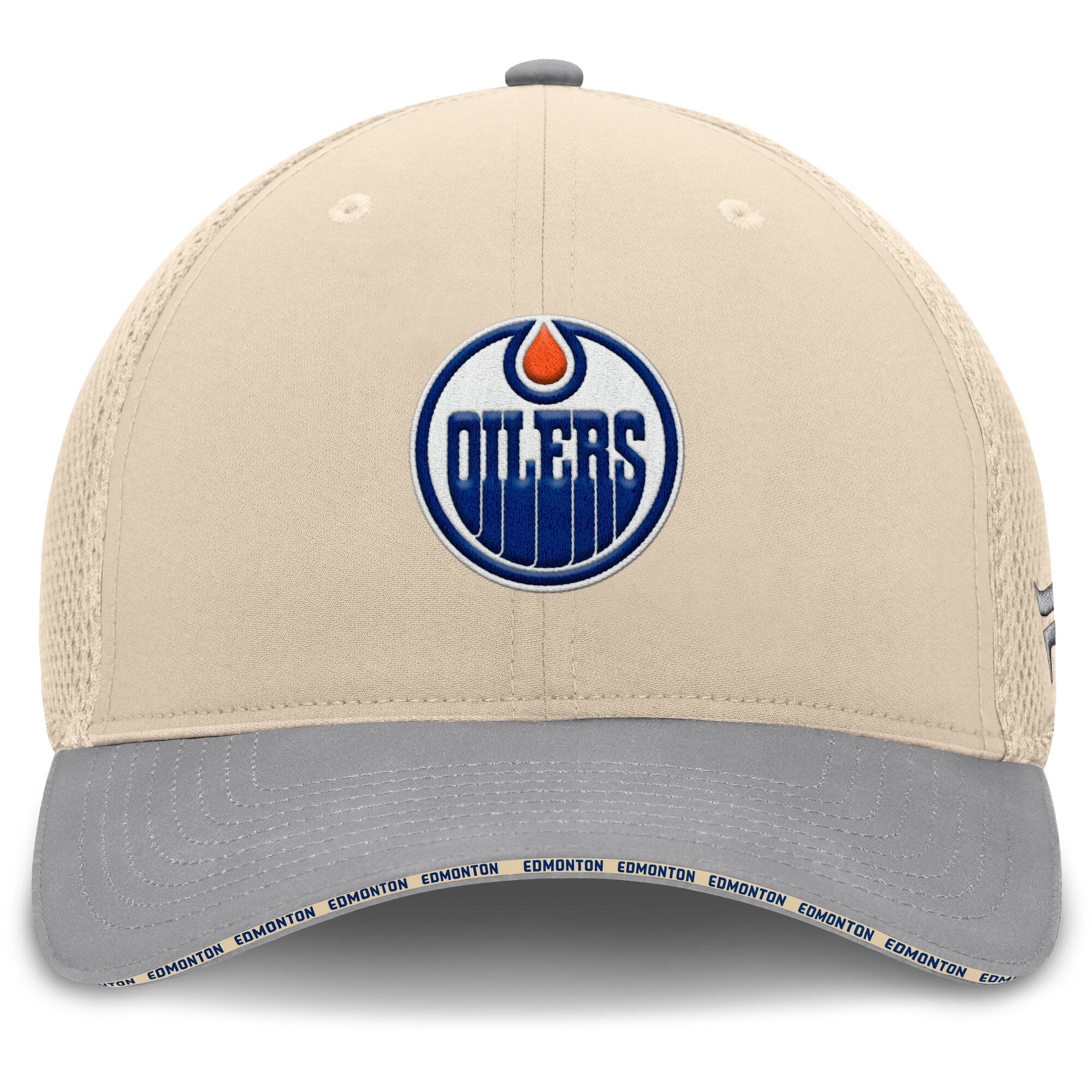 Casquette Fanatics pour homme, couleur beige, modèle Fundamentals des Oilers d'Edmonton.