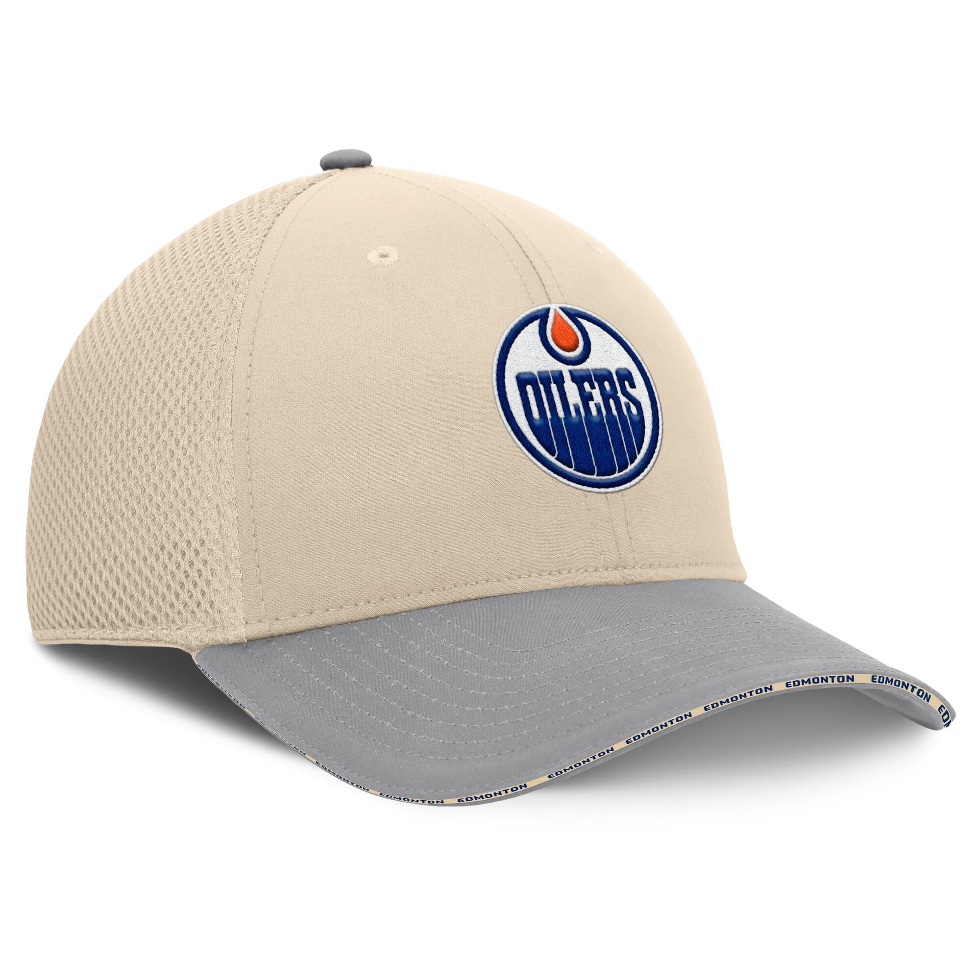 Casquette Fanatics pour homme, couleur beige, modèle Fundamentals des Oilers d'Edmonton.