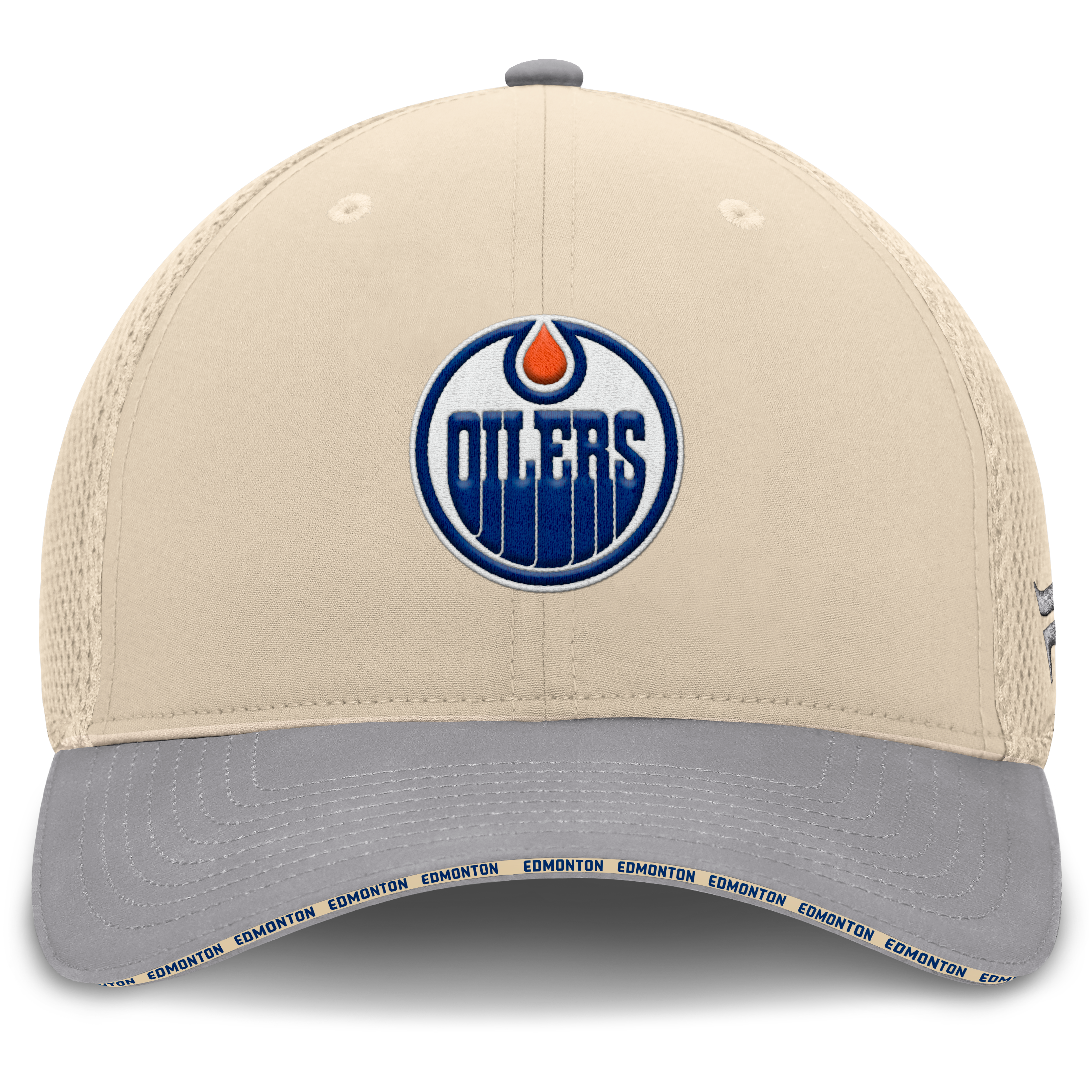 Casquette Fanatics pour homme, couleur beige, modèle Fundamentals des Oilers d'Edmonton.