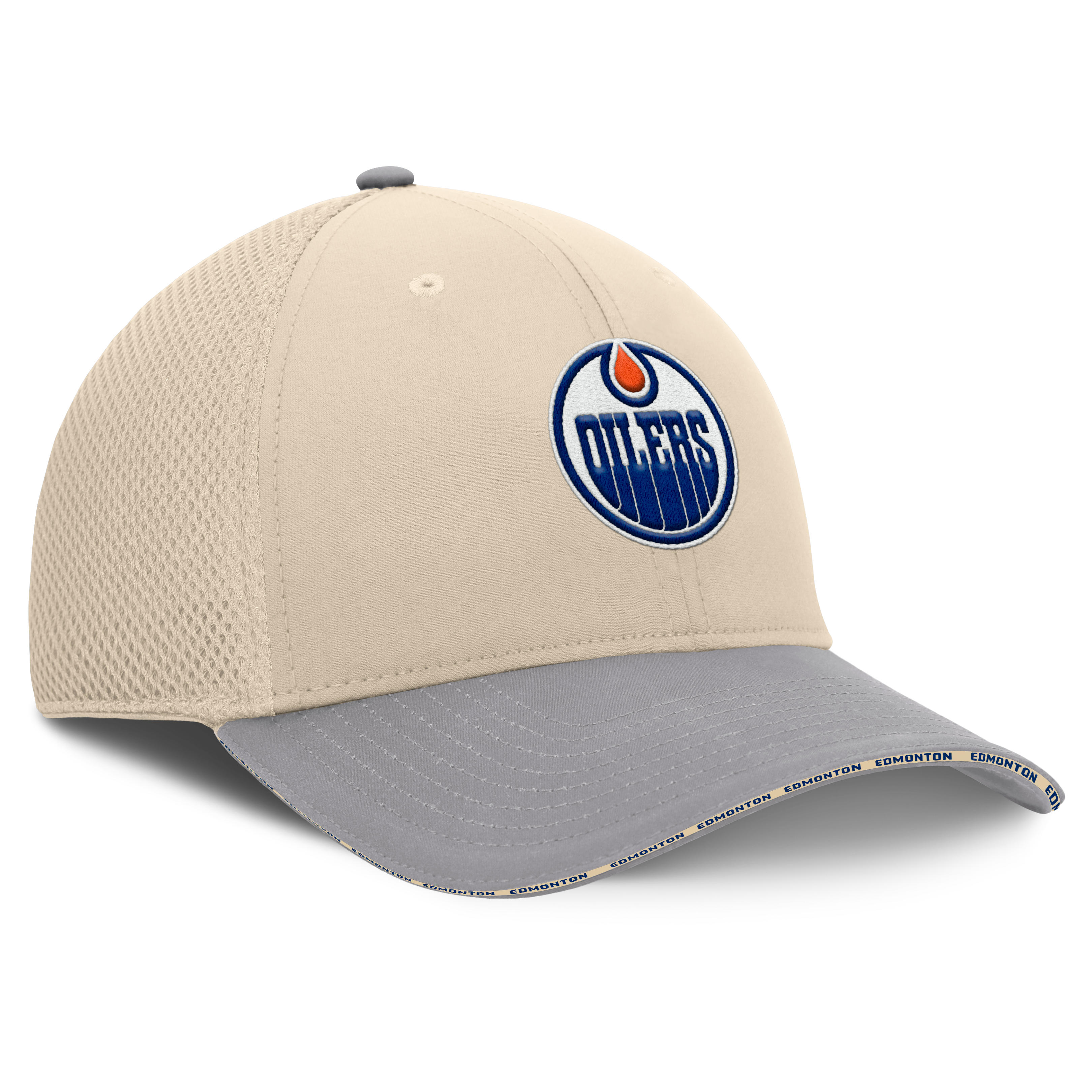 Casquette Fanatics pour homme, couleur beige, modèle Fundamentals des Oilers d'Edmonton.