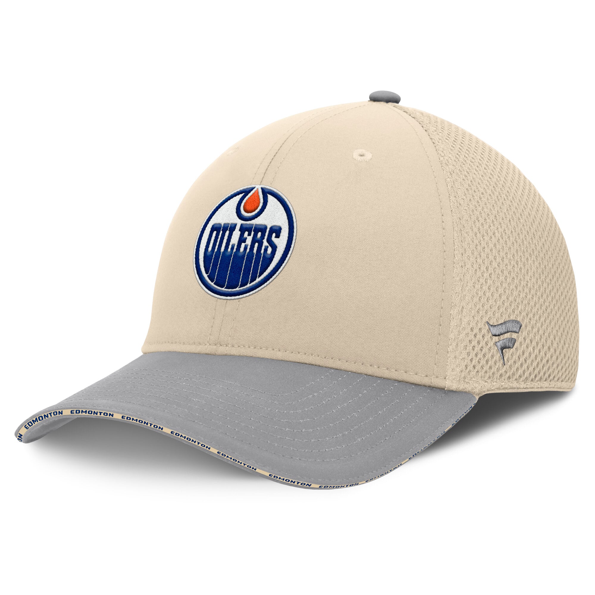 Casquette Fanatics pour homme, couleur beige, modèle Fundamentals des Oilers d'Edmonton.