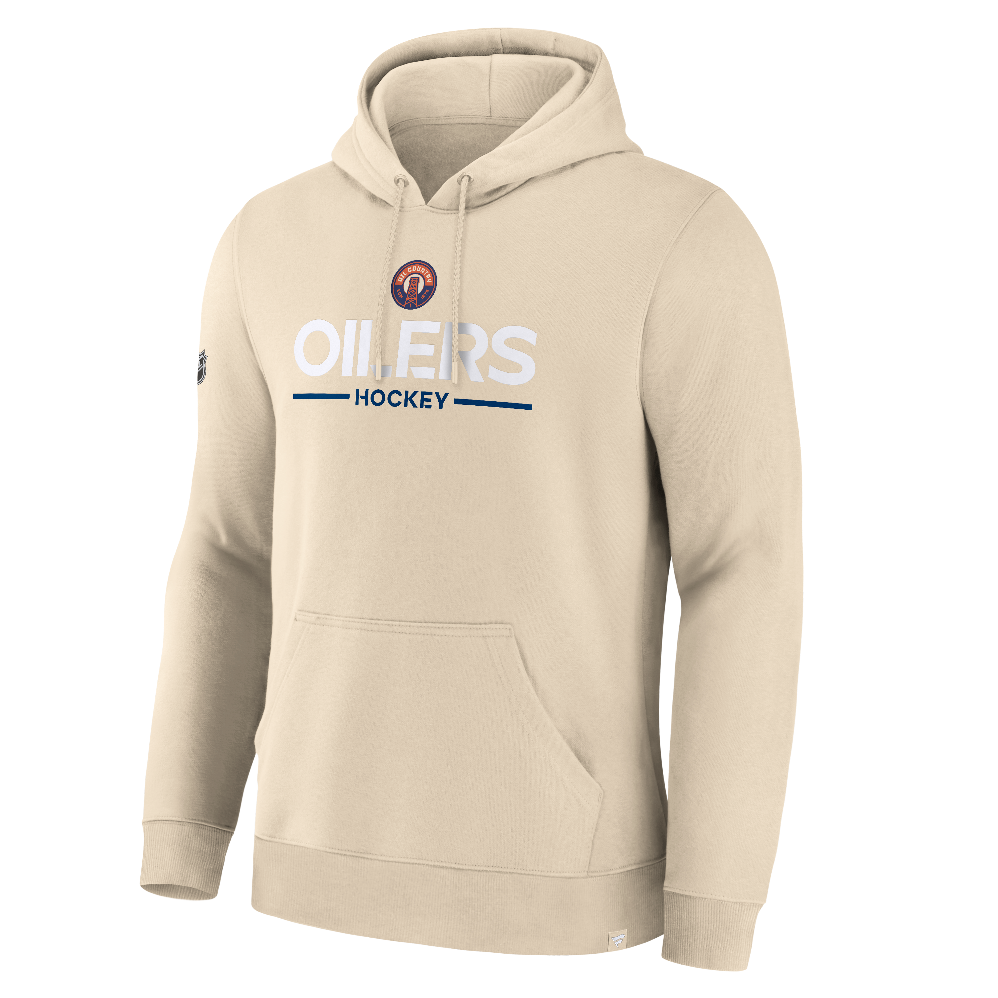 Men's Fanatics Tan Edmonton Oilers Primary Fleece Pullover Hoodie
