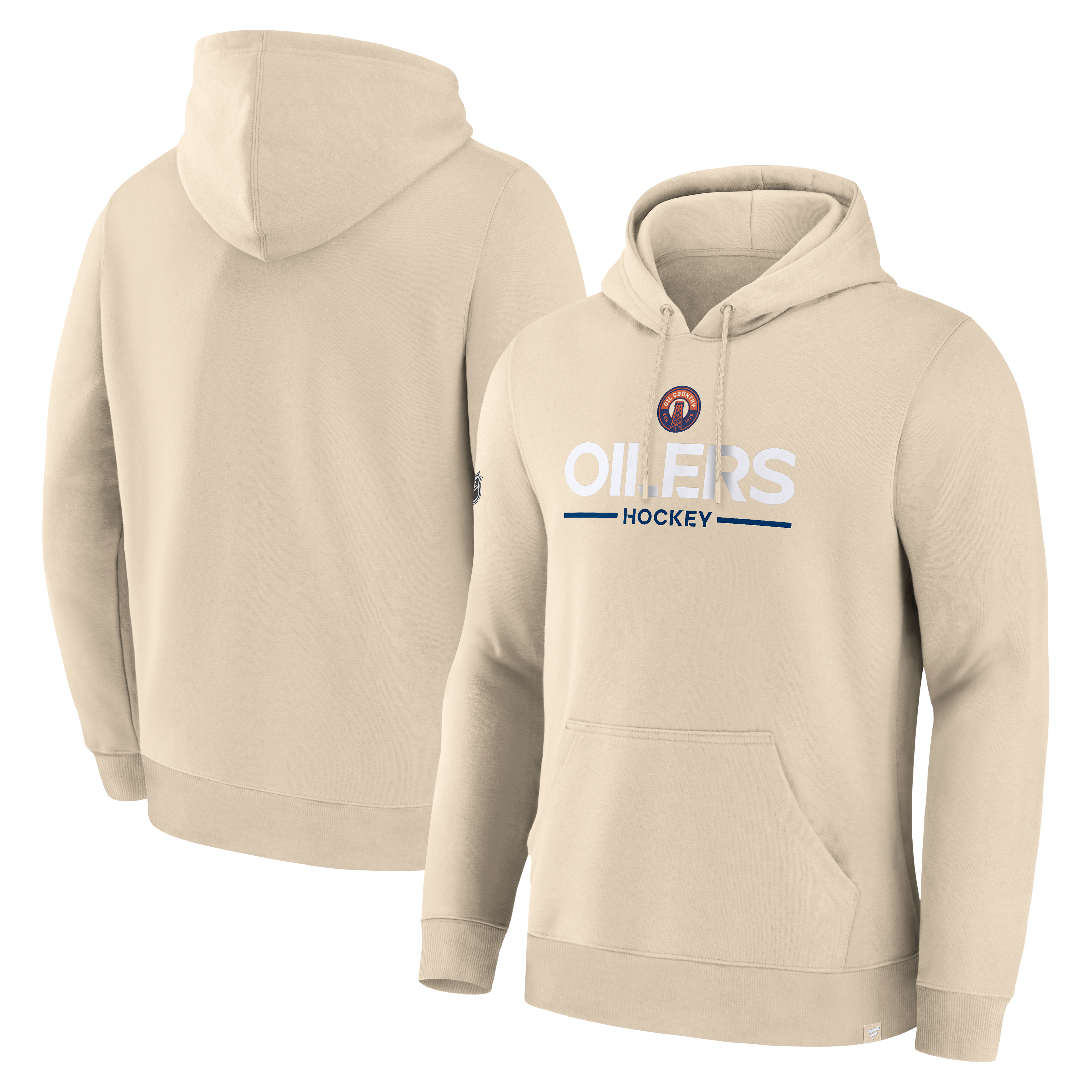 Men's Fanatics Tan Edmonton Oilers Primary Fleece Pullover Hoodie