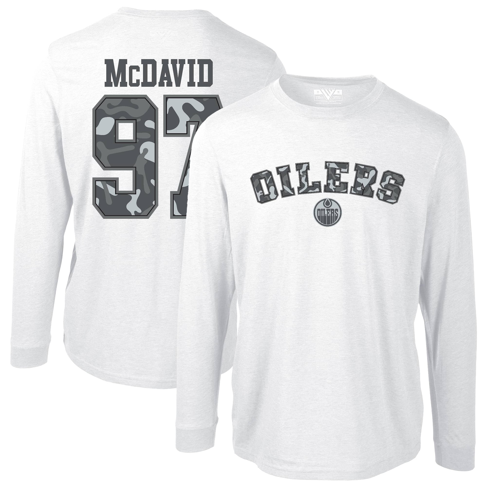 Men's Levelwear Connor McDavid White Edmonton Oilers Oscar Long Sleeve T-Shirt