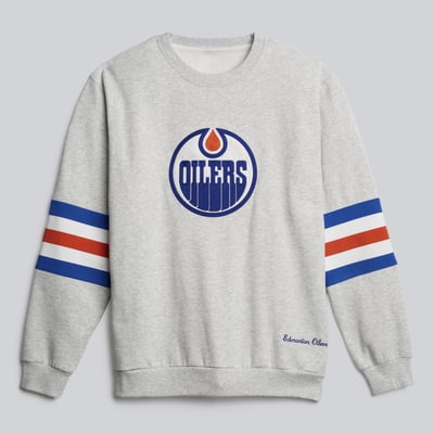 Men's Edmonton Oilers lululemon Heathered Core Ultra Light Grey Steady State Crew Sweatshirt