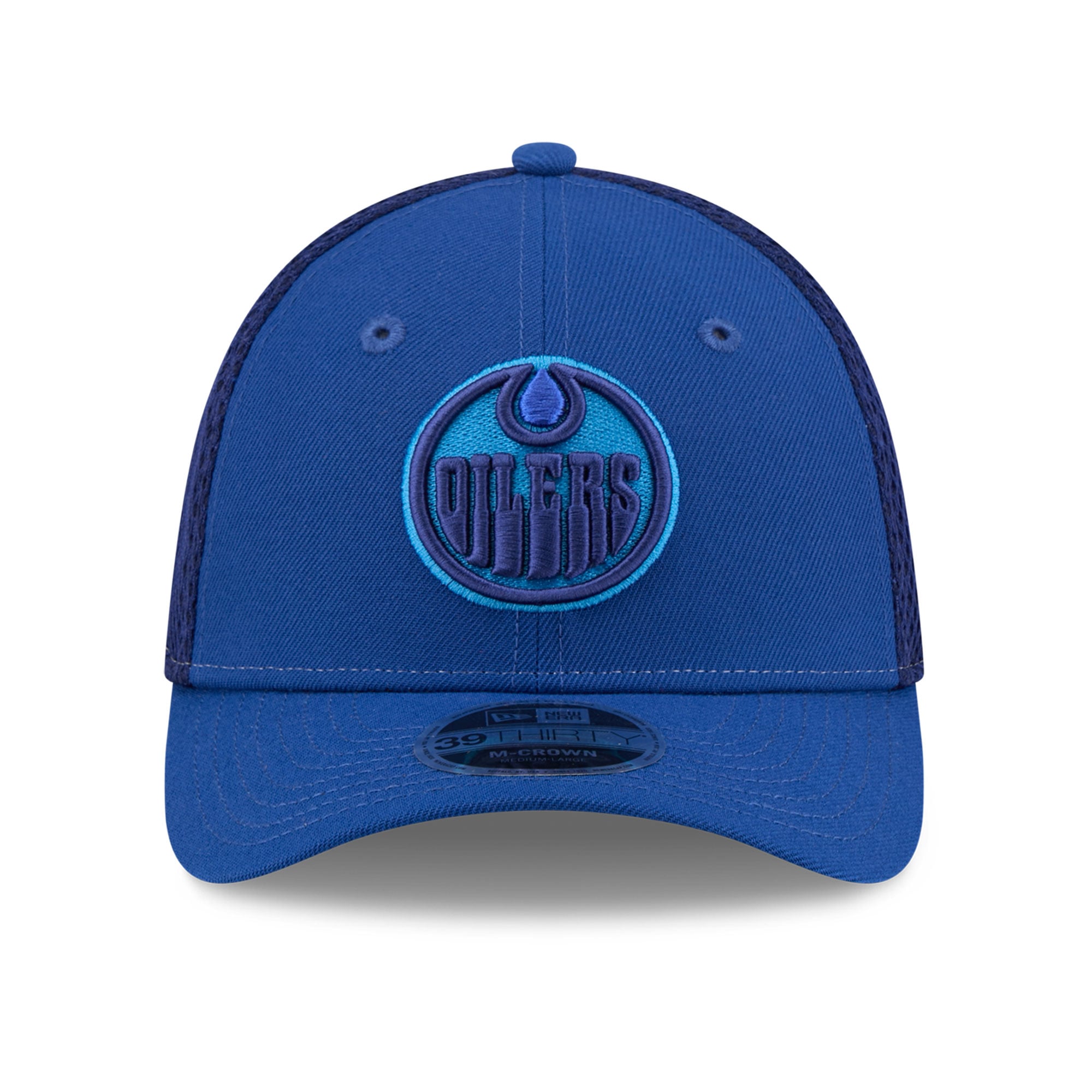 Casquette extensible New Era Royal Edmonton Oilers Neo Mesh 39THIRTY M-Crown pour homme