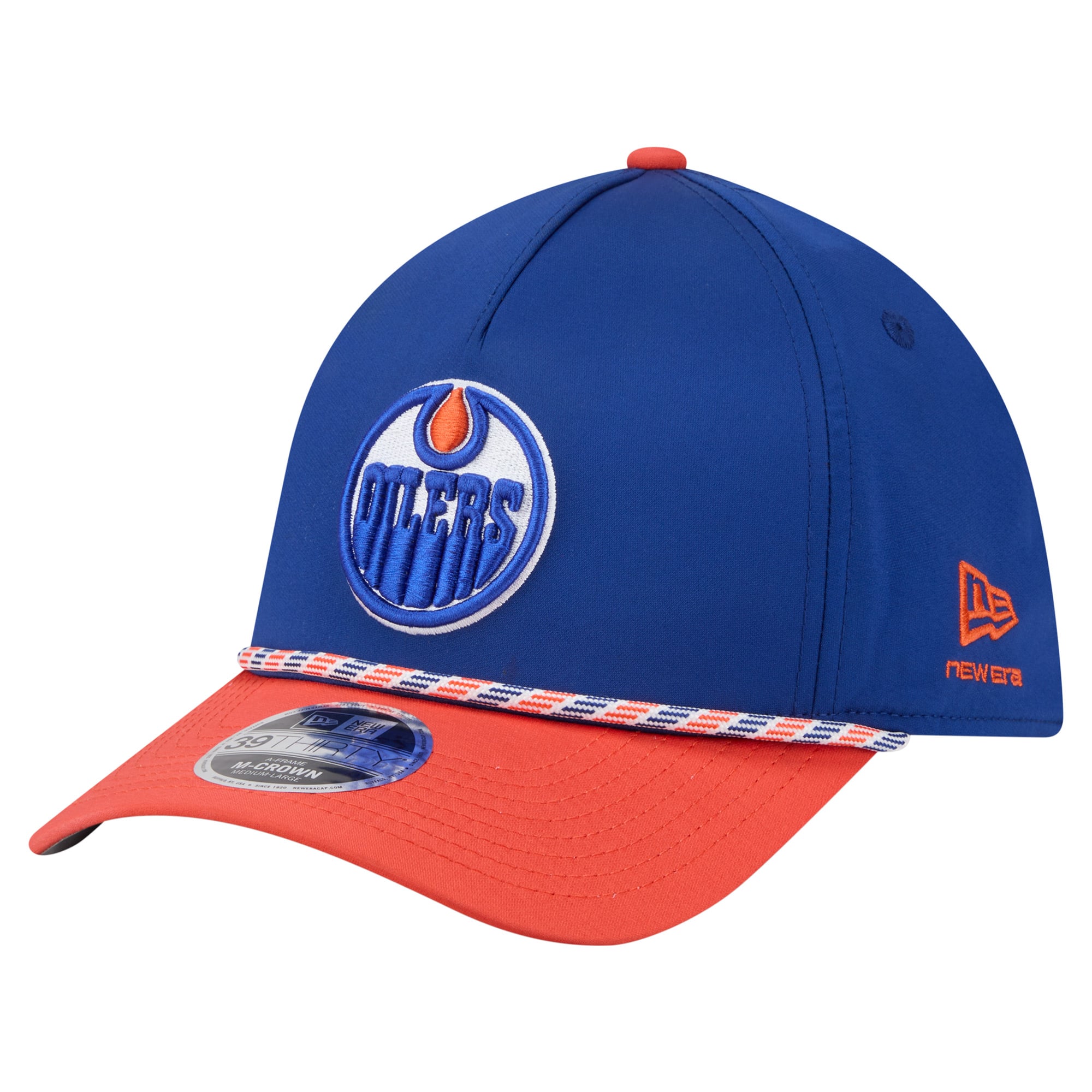 Men's New Era Royal/Orange Edmonton Oilers 2-Tone Featherweight 39THIRTY A-Frame M-Crown Flex Hat