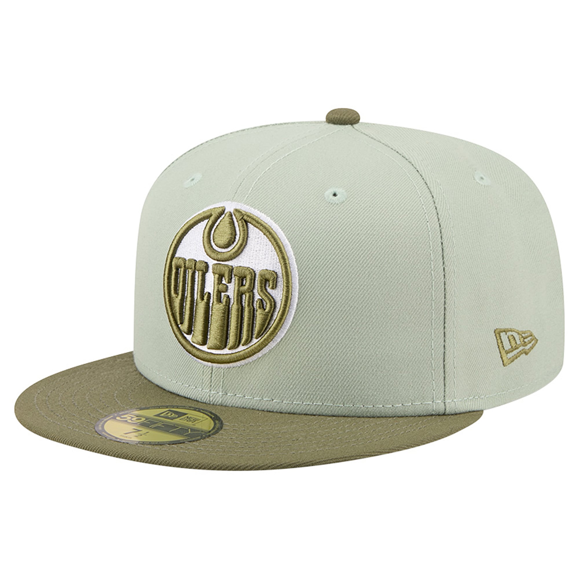 Casquette ajustée New Era Edmonton Oilers 59FIFTY pour homme, vert sauge/olive, coloris olive