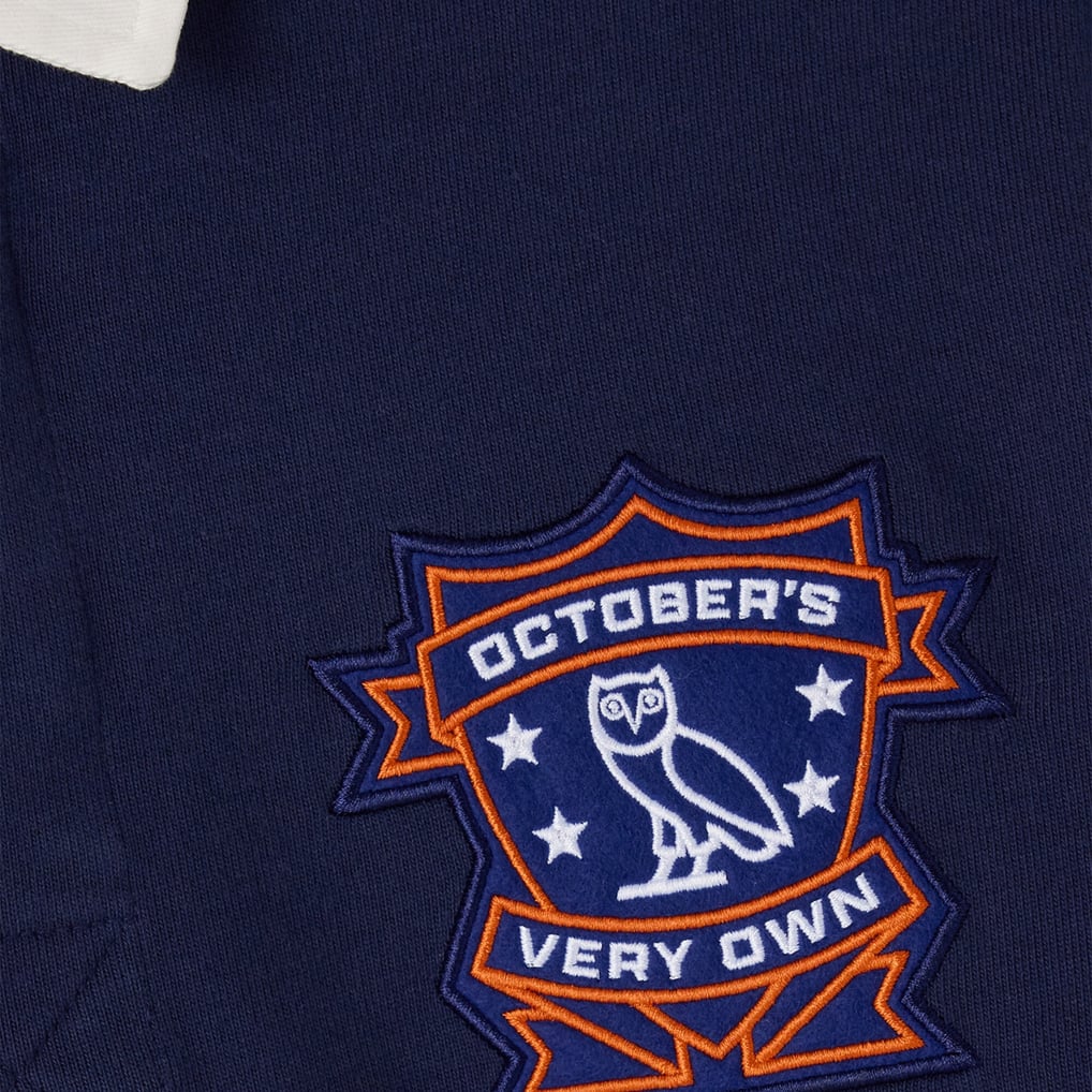 Men's Edmonton Oilers  OVO x NHL Navy YD Striped Rugby Polo