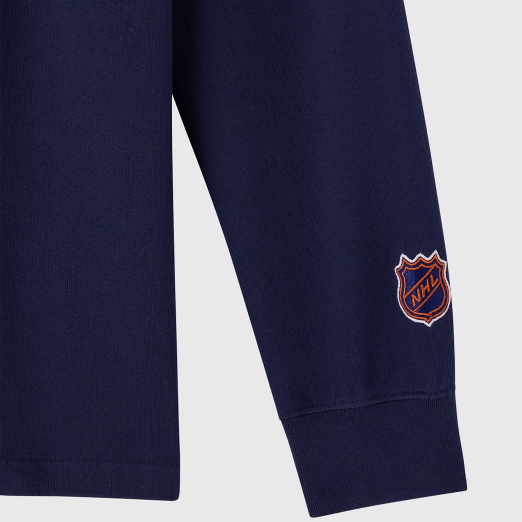 Men's Edmonton Oilers  OVO x NHL Navy YD Striped Rugby Polo