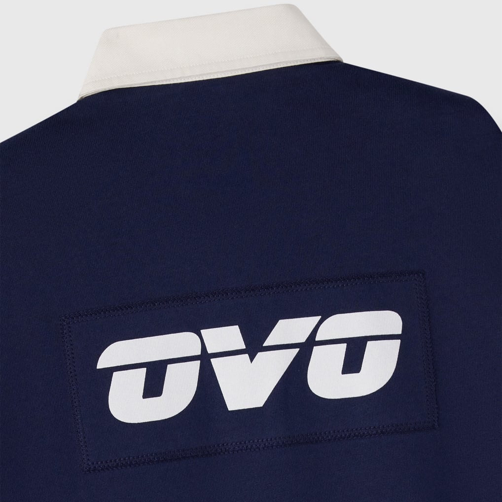 Men's Edmonton Oilers  OVO x NHL Navy YD Striped Rugby Polo