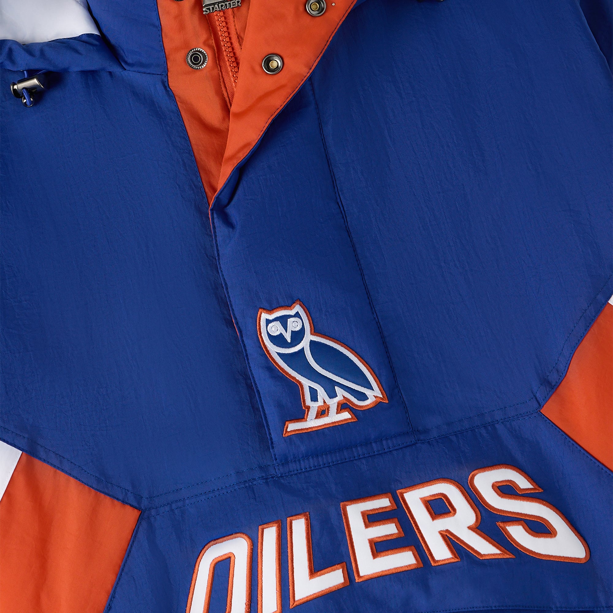 Veste à capuche demi-zip OVO x Starter bleue Edmonton Oilers pour homme