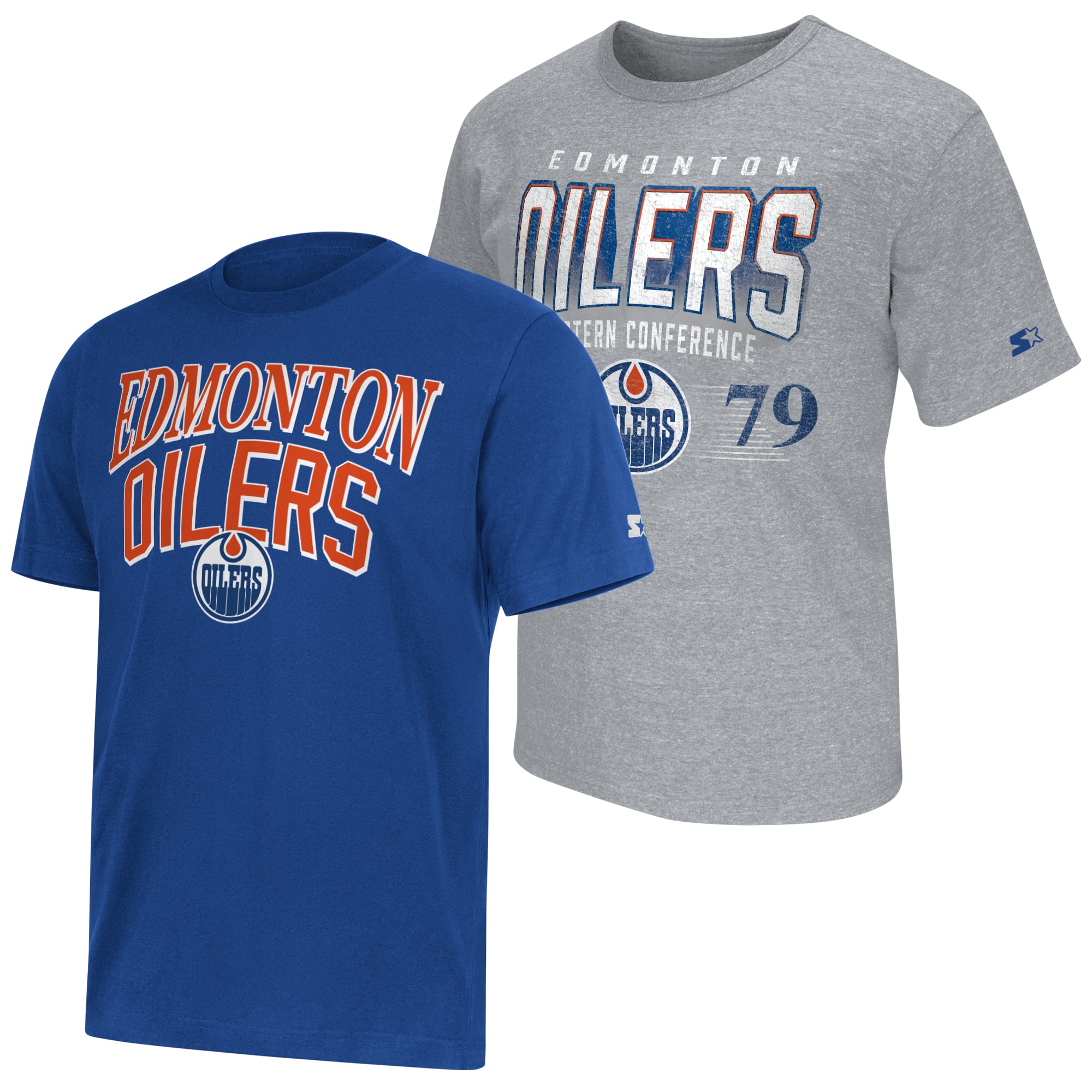 Ensemble de deux t-shirts Starter Royal/Gris chiné des Oilers d'Edmonton pour hommes