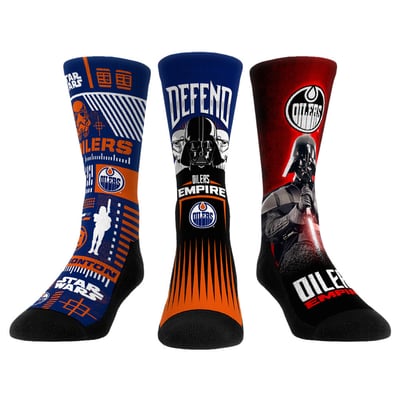  Edmonton Oilers Rock Em Unisex Star Wars Three-Pack Crew Socks Set - Navy
