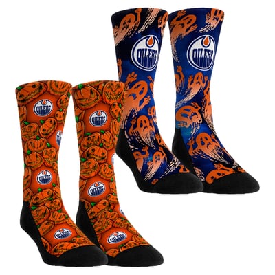  Edmonton Oilers Rock Em Unisex Halloween Crew Socks 2-Pack Set - Orange