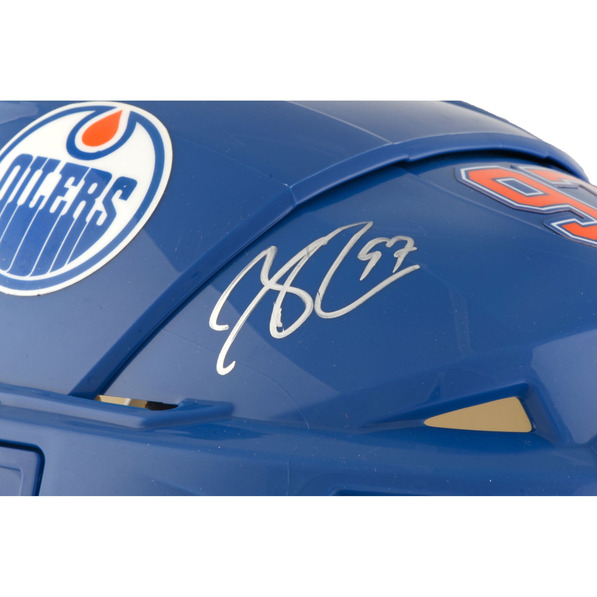 Casque de hockey CCM Game Model bleu marine autographié par Connor McDavid des Oilers d'Edmonton (Upper Deck)