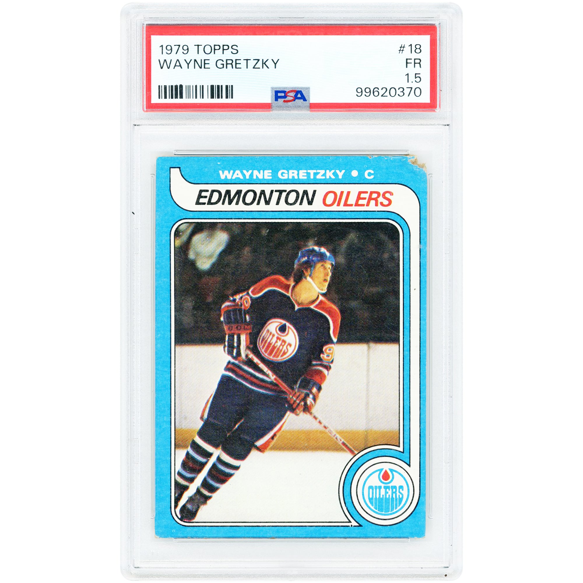 Carte de recrue Wayne Gretzky Edmonton Oilers 1979-80 Topps n° 18 authentifiée PSA 1.5