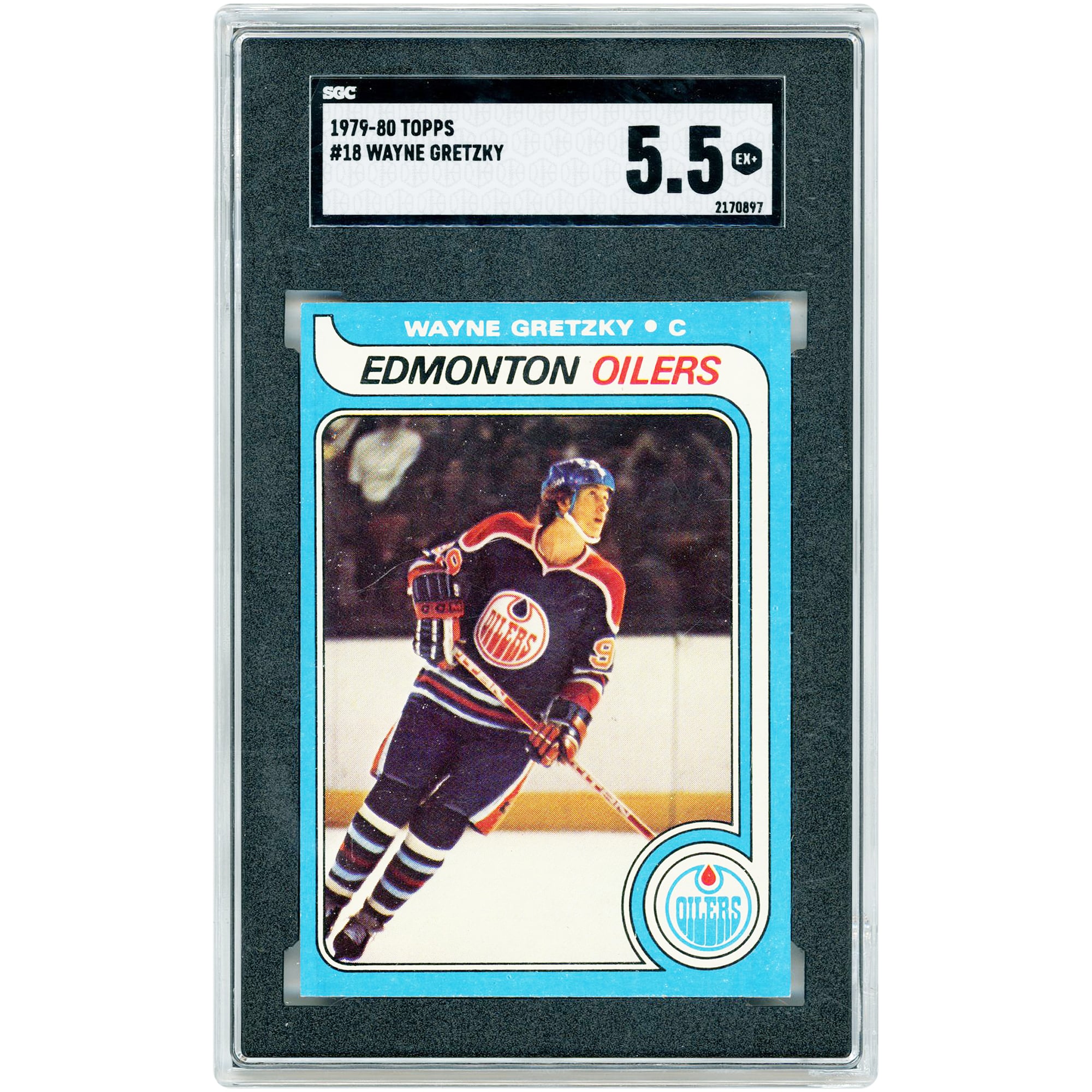 Carte de recrue Wayne Gretzky Edmonton Oilers 1979-80 Topps n° 18 authentifiée SGC 5.5
