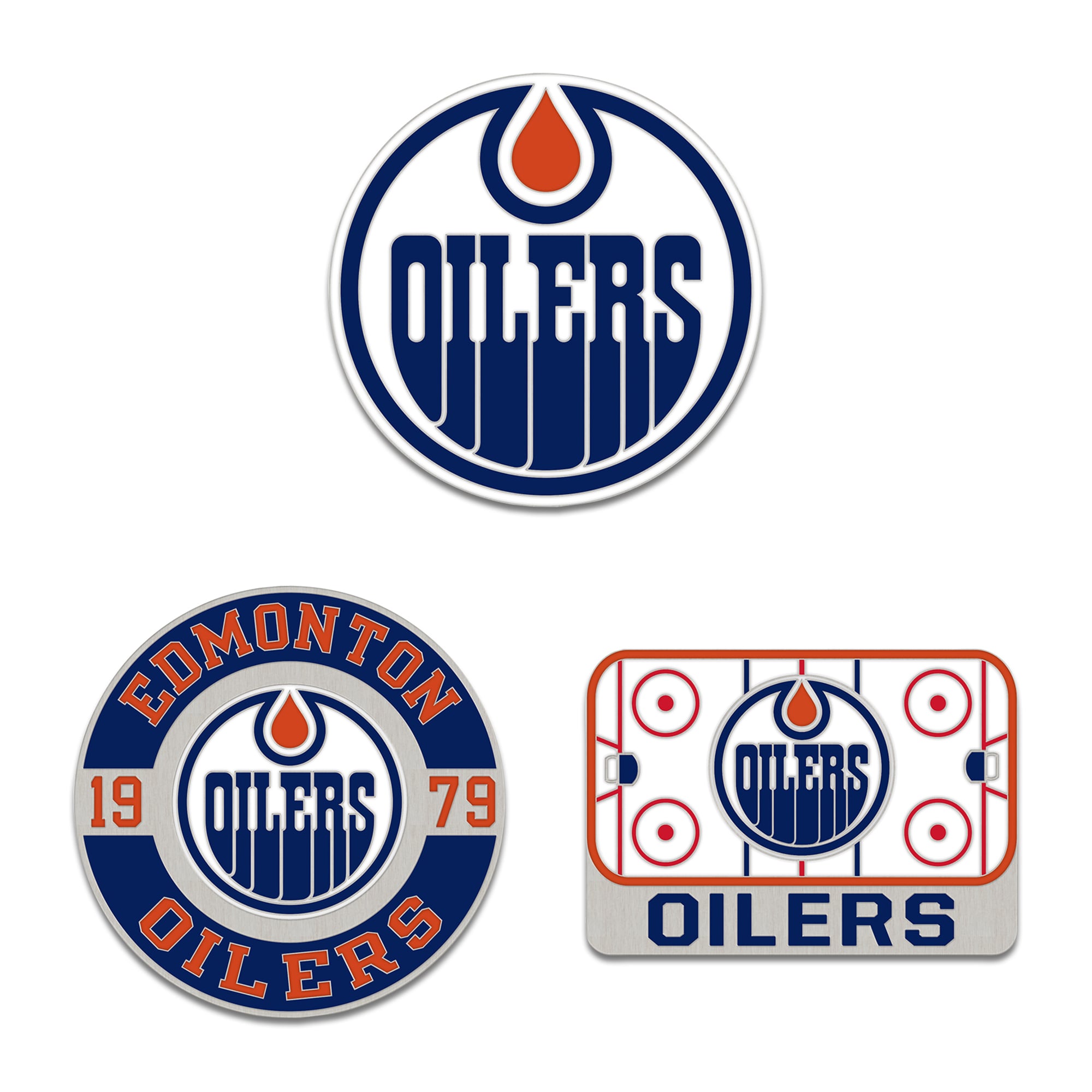 Ensemble de trois pin de collection WinCraft des Oilers d'Edmonton