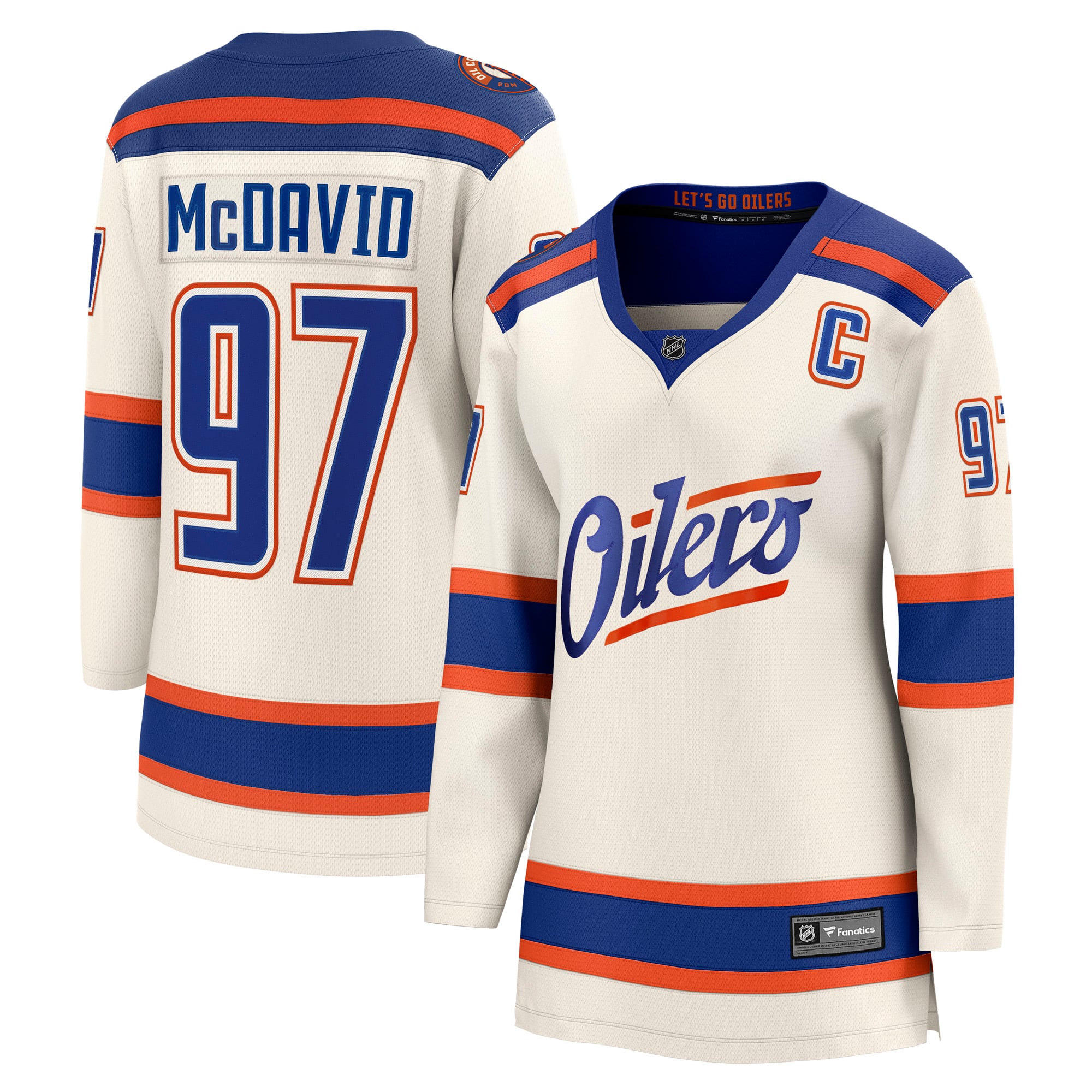 Maillot alternatif Connor McDavid beige clair des Oilers d'Edmonton pour femmes Fanatics