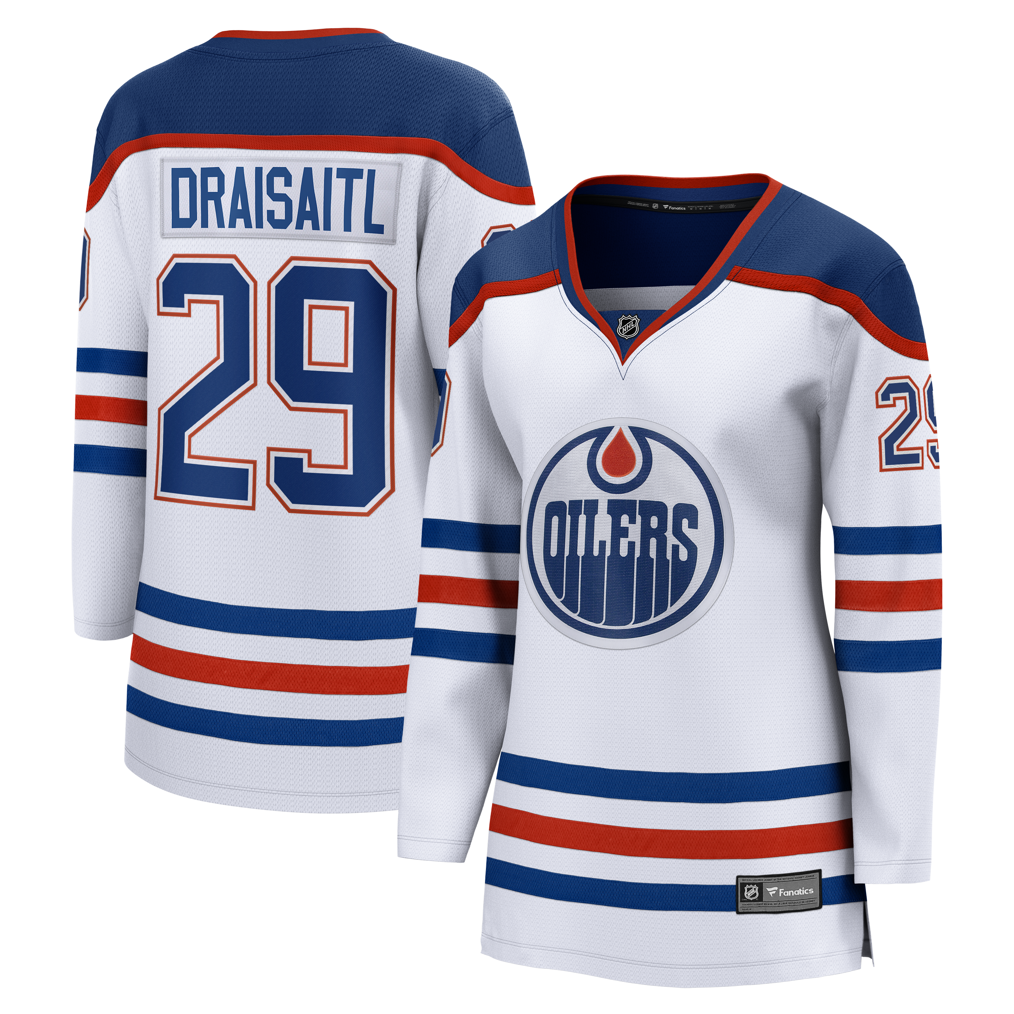 Maillot Breakaway blanc de Leon Draisaitl des Oilers d'Edmonton pour femmes (Fanatics)