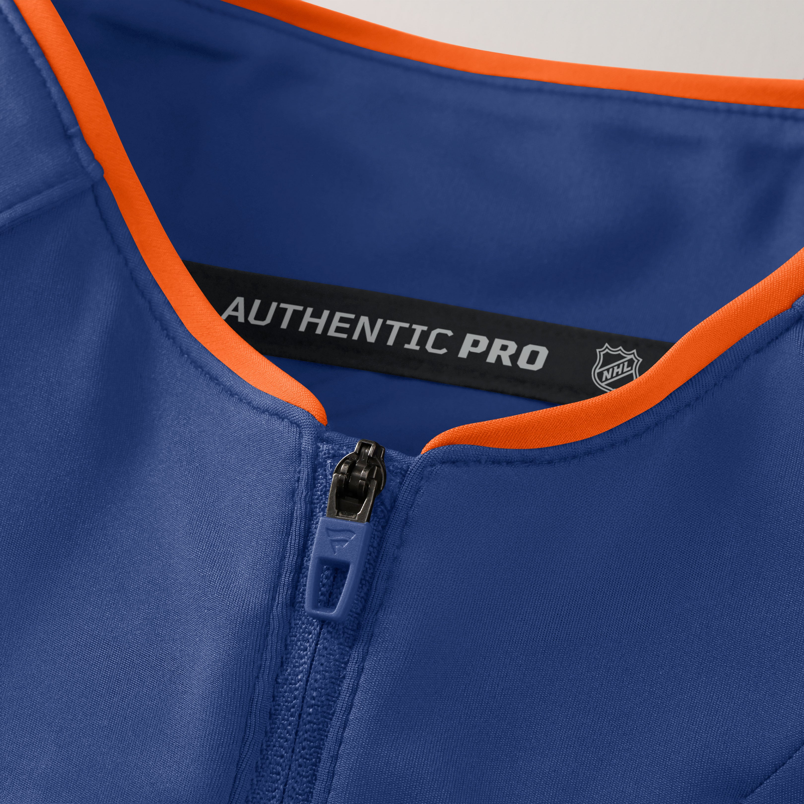 Pull-over léger à col zippé Fanatics Royal Edmonton Oilers Authentic Pro Rink pour femme
