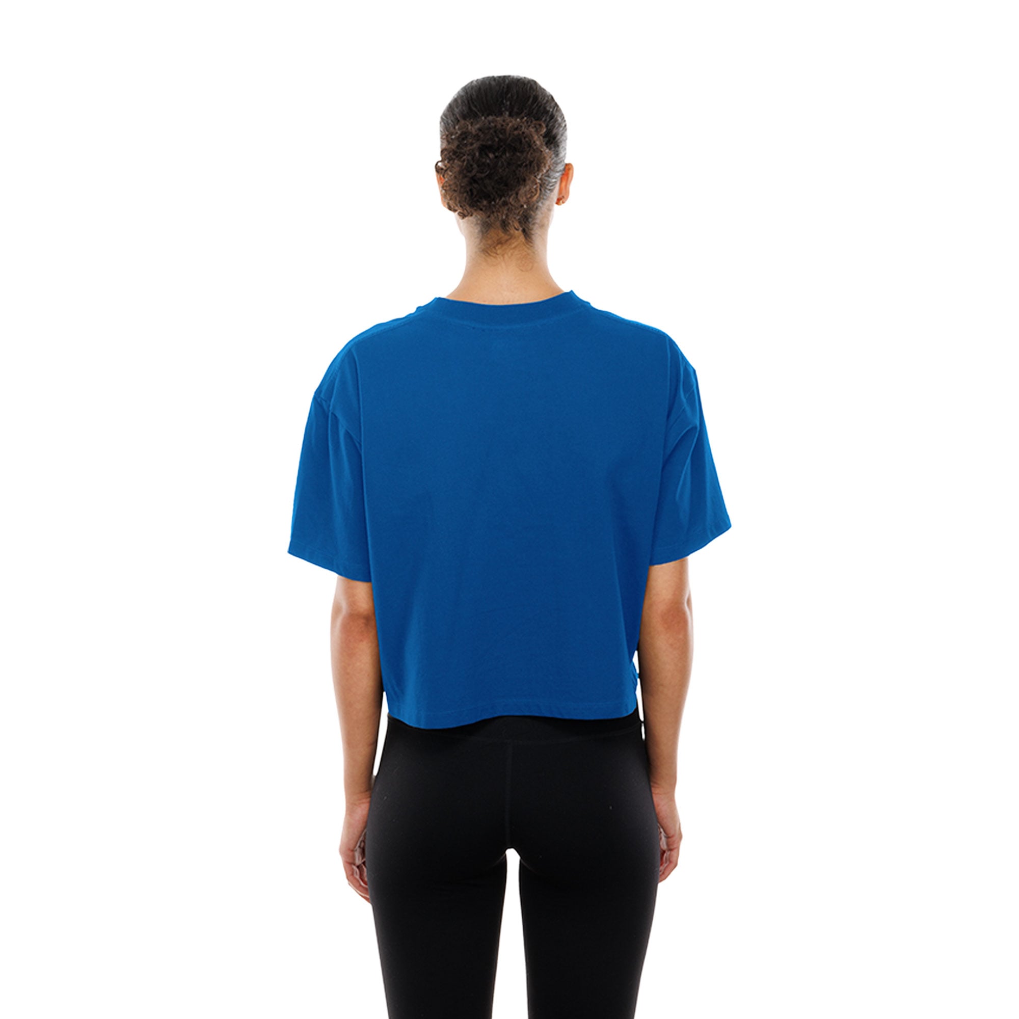 Women's New Era Blue Edmonton Oilers Boxy Partial Logo T-Shirt