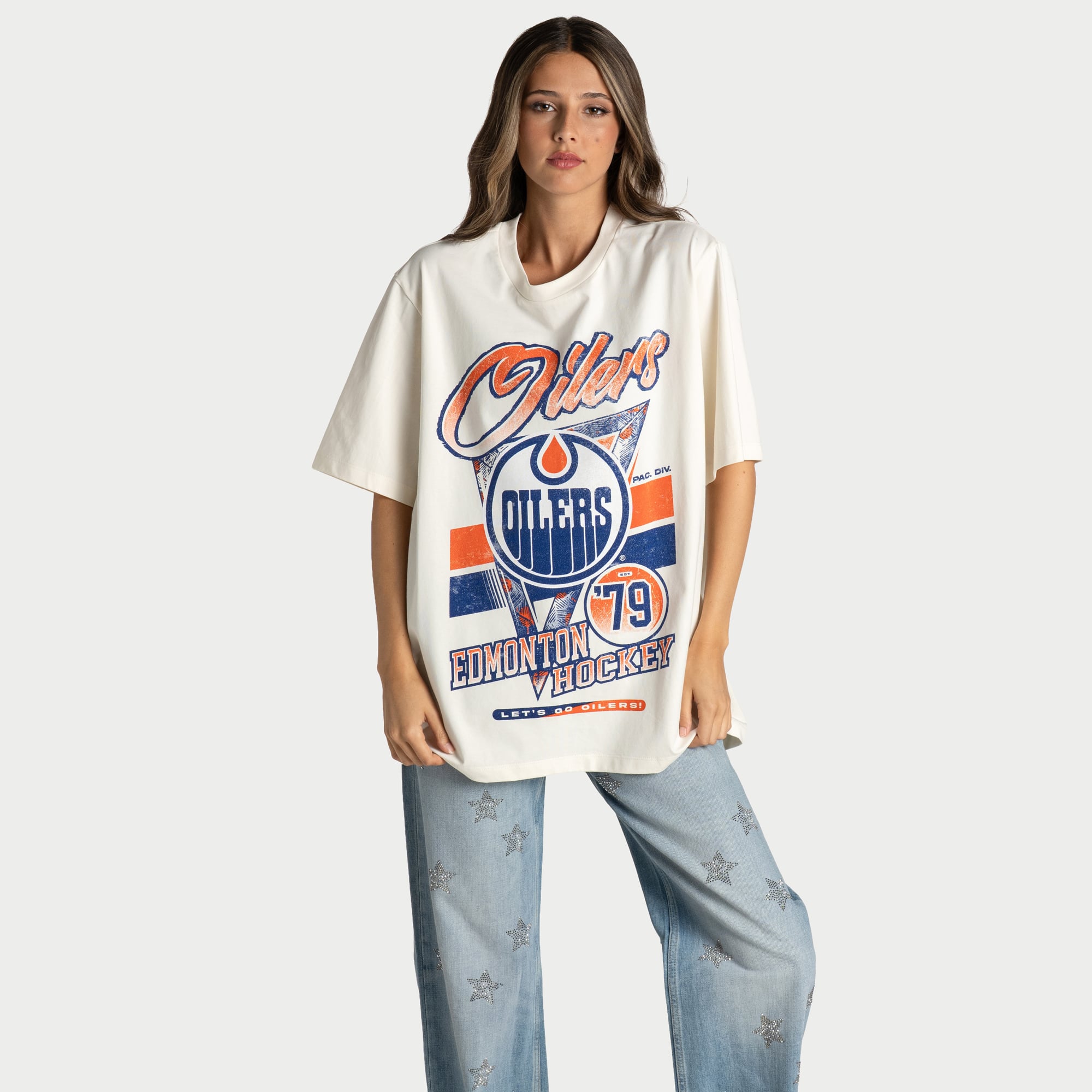 Women's The Wild Collective  White Edmonton Oilers Band T-Shirt
