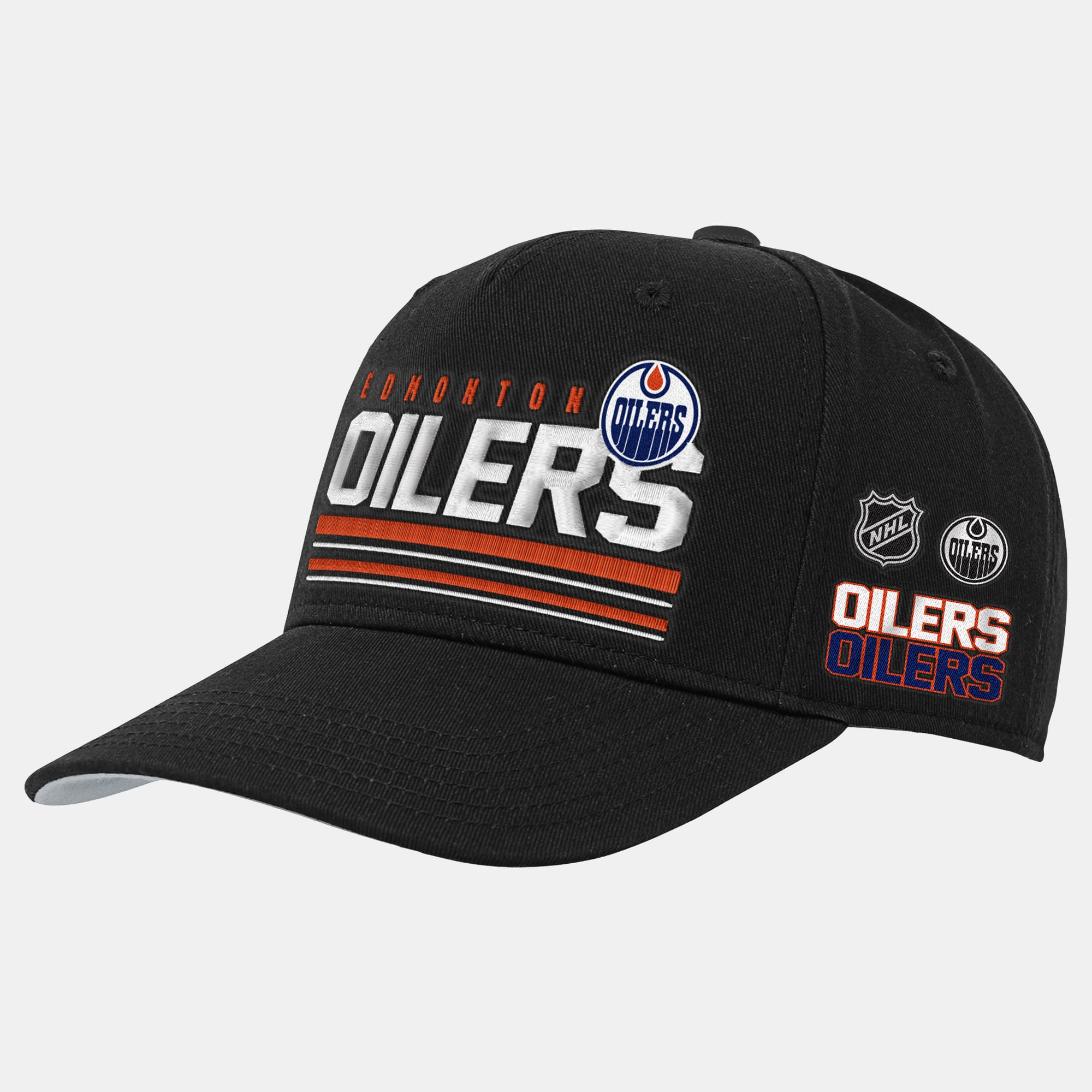 Youth Mitchell & Ness  Black Edmonton Oilers Triple Play Pro Pinch Adjustable Hat