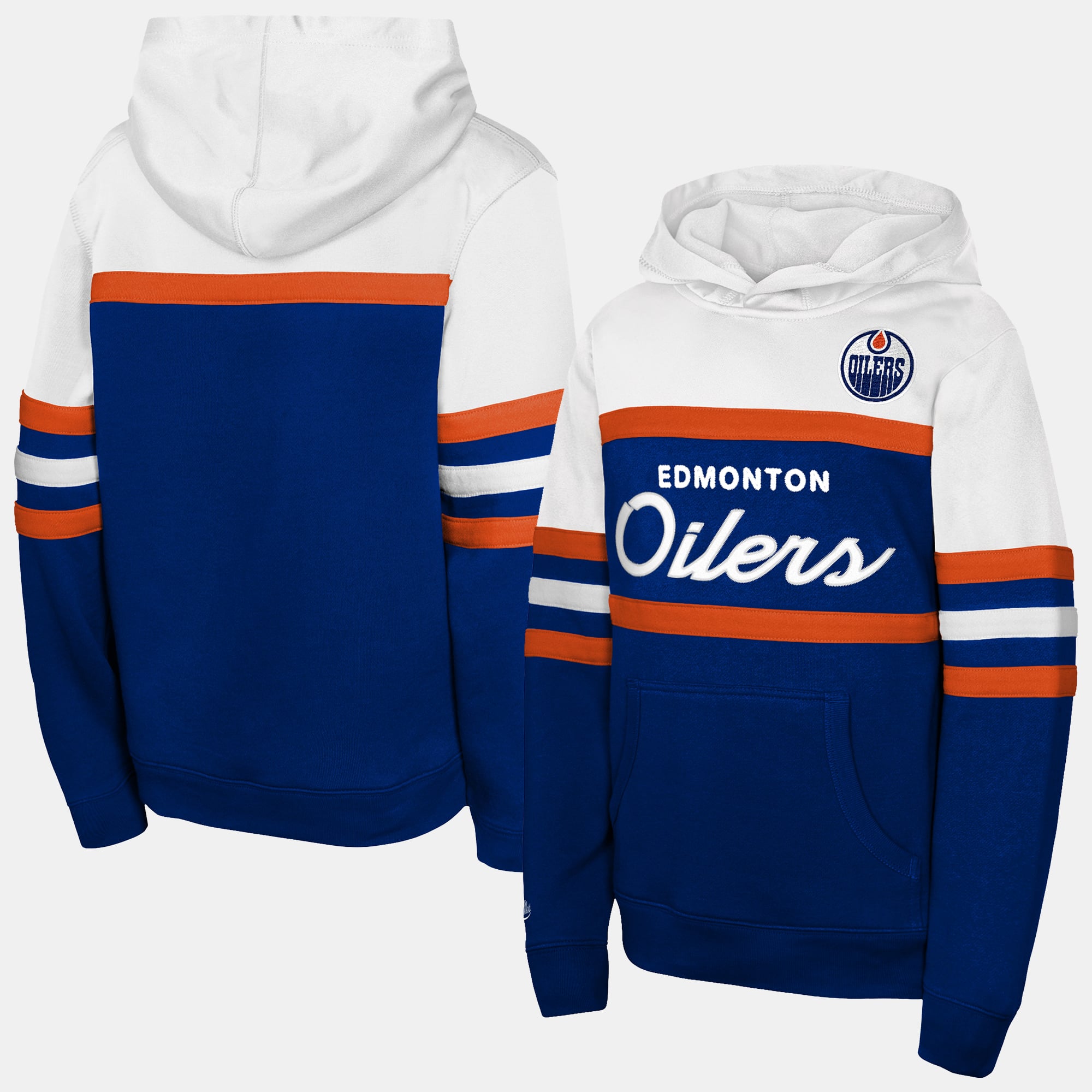 Youth Mitchell & Ness Royal Edmonton Oilers Head Coach Hoodie