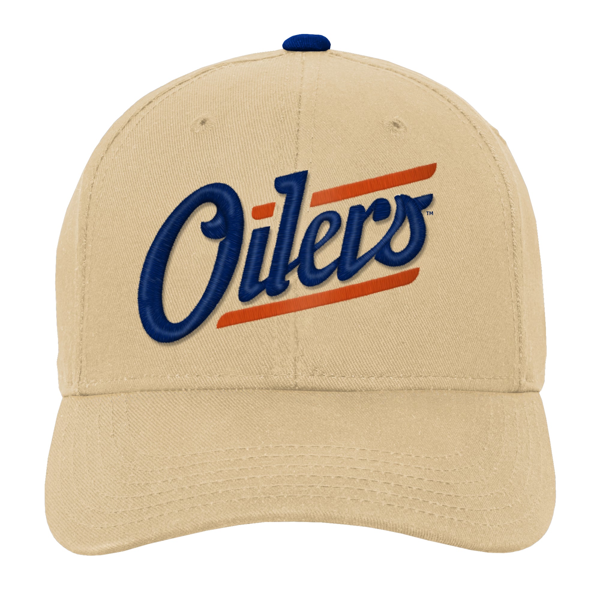 Casquette à visière plate pré-courbée Outerstuff Cream pour jeunes, troisième maillot des Oilers d'Edmonton
